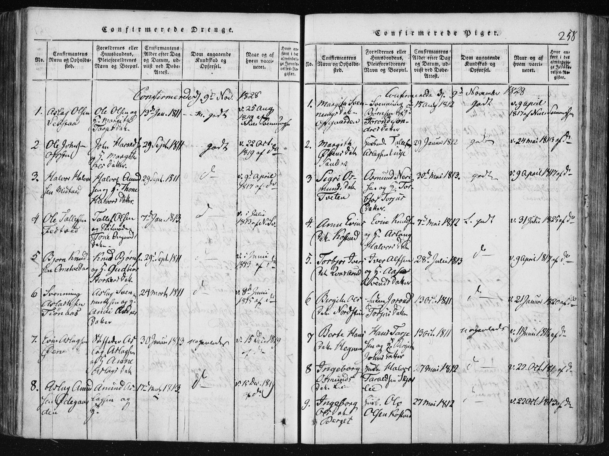 Vinje kirkebøker, SAKO/A-312/F/Fa/L0003: Parish register (official) no. I 3, 1814-1843, p. 258