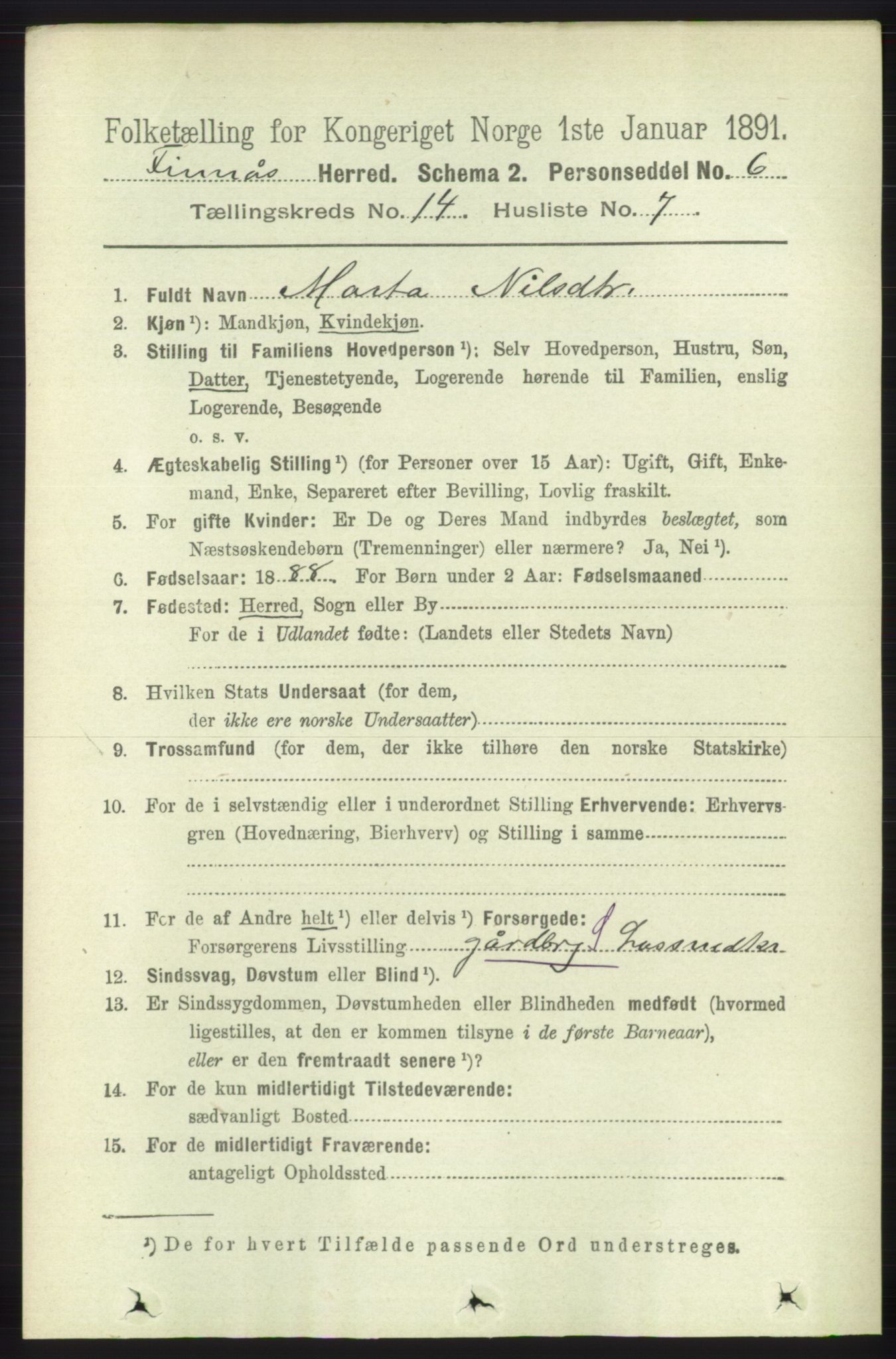 RA, 1891 census for 1218 Finnås, 1891, p. 5743