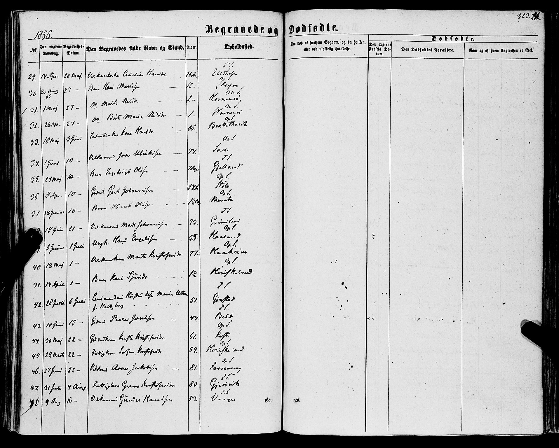 Tysnes sokneprestembete, SAB/A-78601/H/Haa: Parish register (official) no. A 11, 1860-1871, p. 323