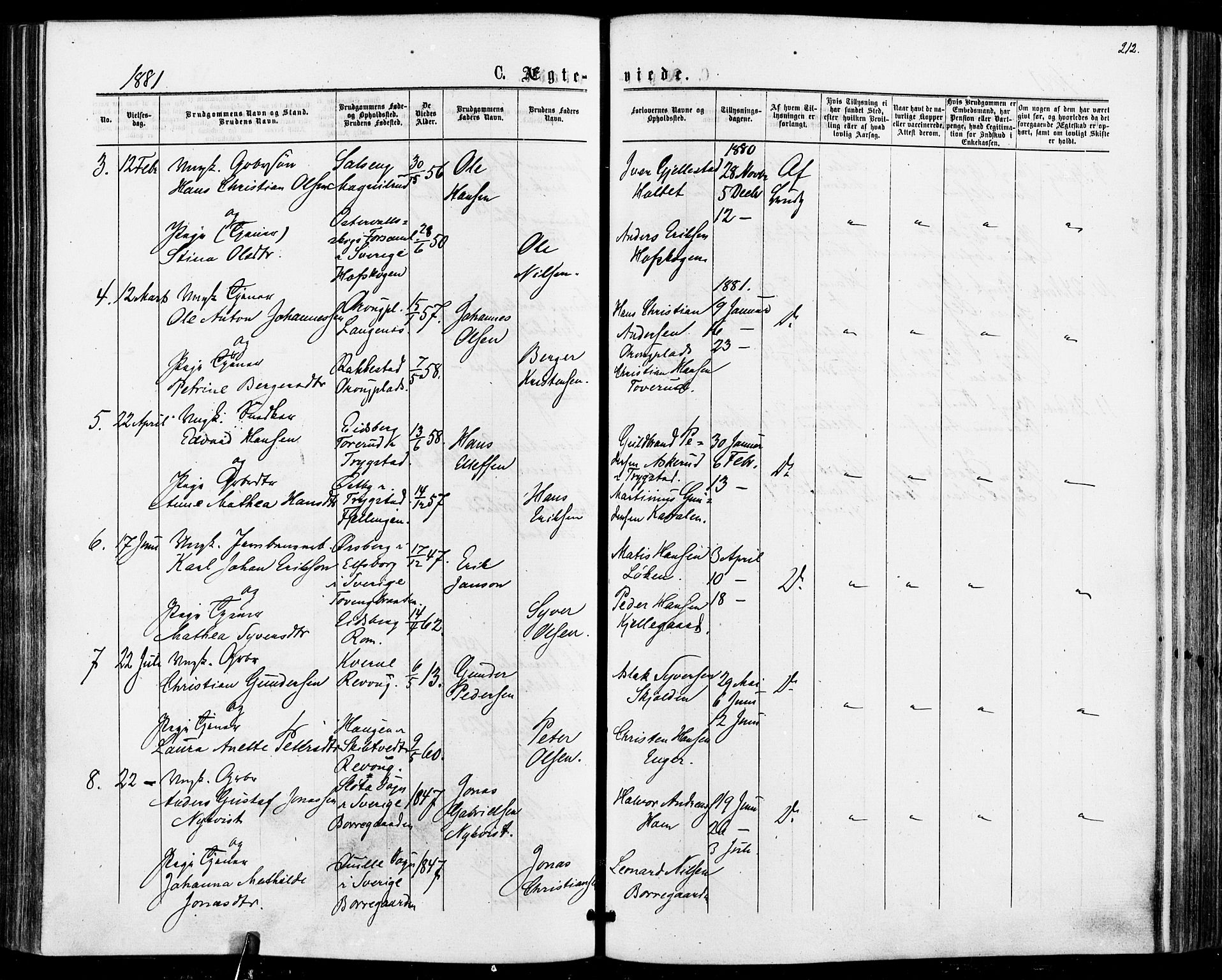 Askim prestekontor Kirkebøker, AV/SAO-A-10900/F/Fa/L0006: Parish register (official) no. 6, 1874-1881, p. 212