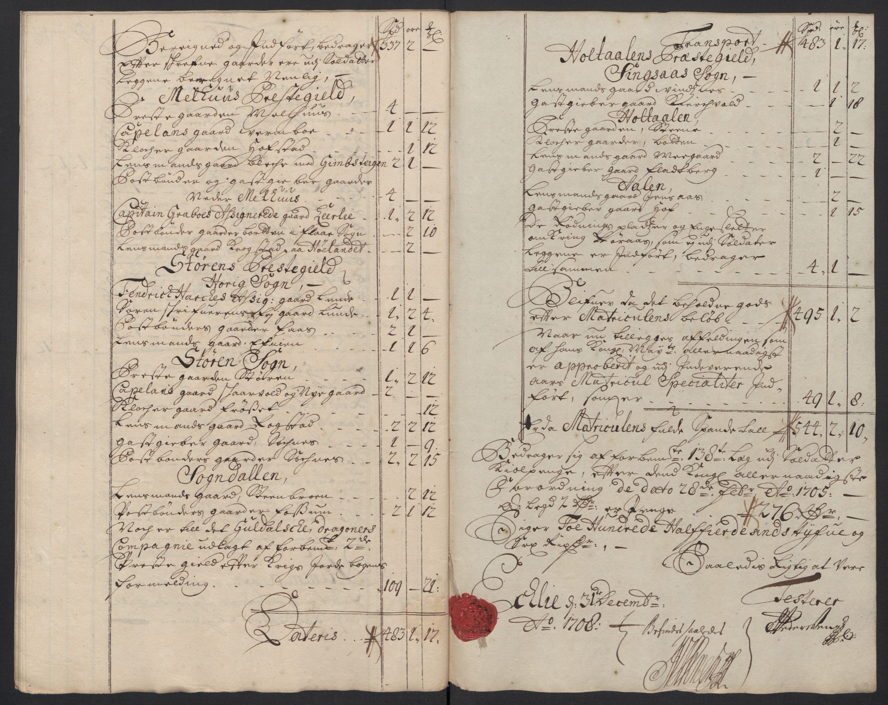 Rentekammeret inntil 1814, Reviderte regnskaper, Fogderegnskap, RA/EA-4092/R60/L3958: Fogderegnskap Orkdal og Gauldal, 1708, p. 192