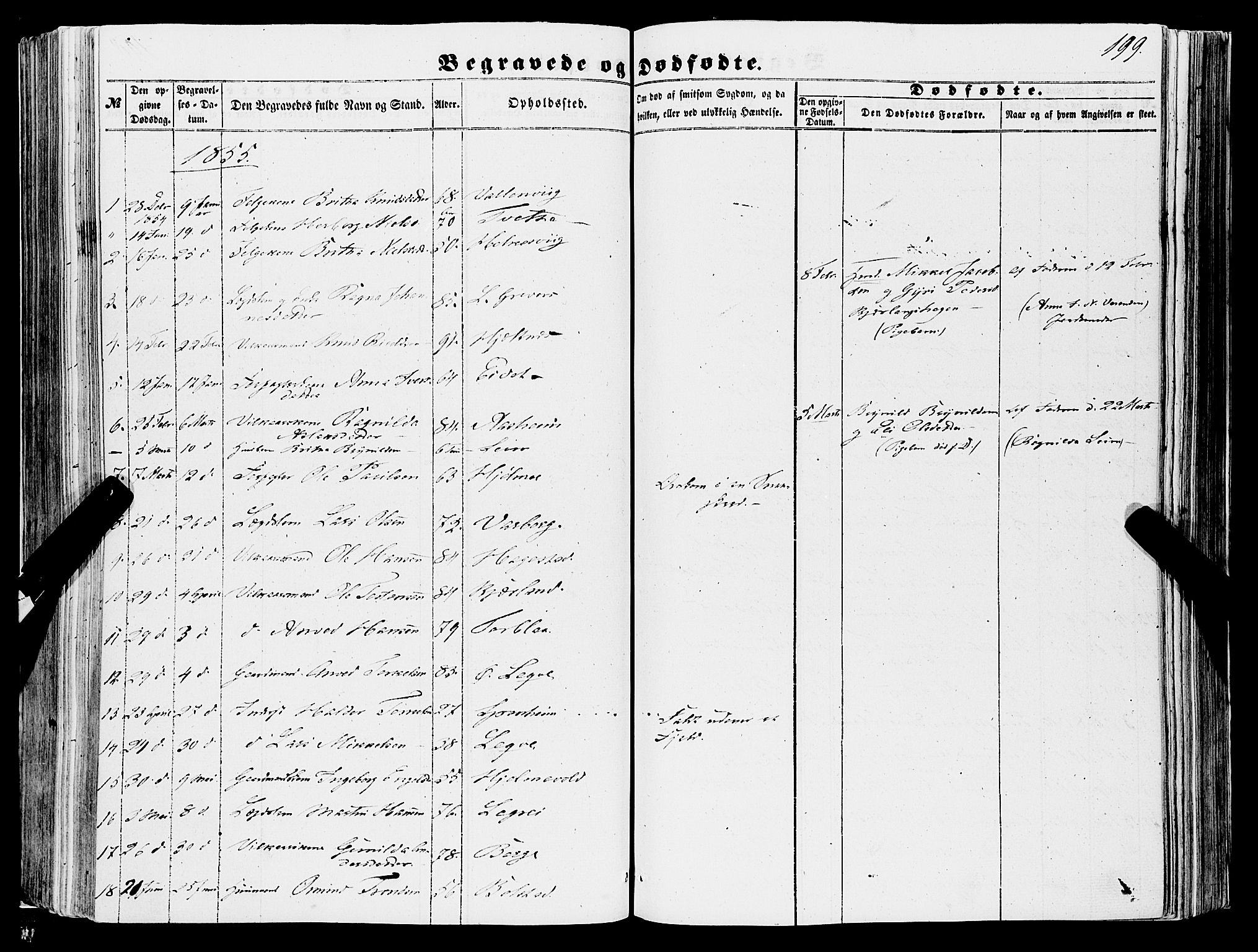 Ulvik sokneprestembete, SAB/A-78801/H/Haa: Parish register (official) no. A 13, 1853-1863, p. 199