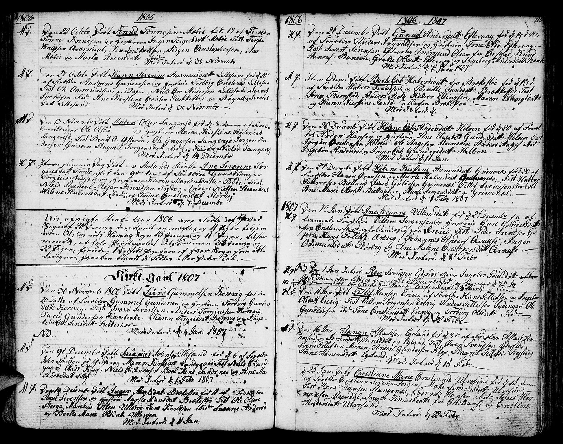 Vestre Moland sokneprestkontor, AV/SAK-1111-0046/F/Fa/Fab/L0002: Parish register (official) no. A 2, 1760-1816, p. 110