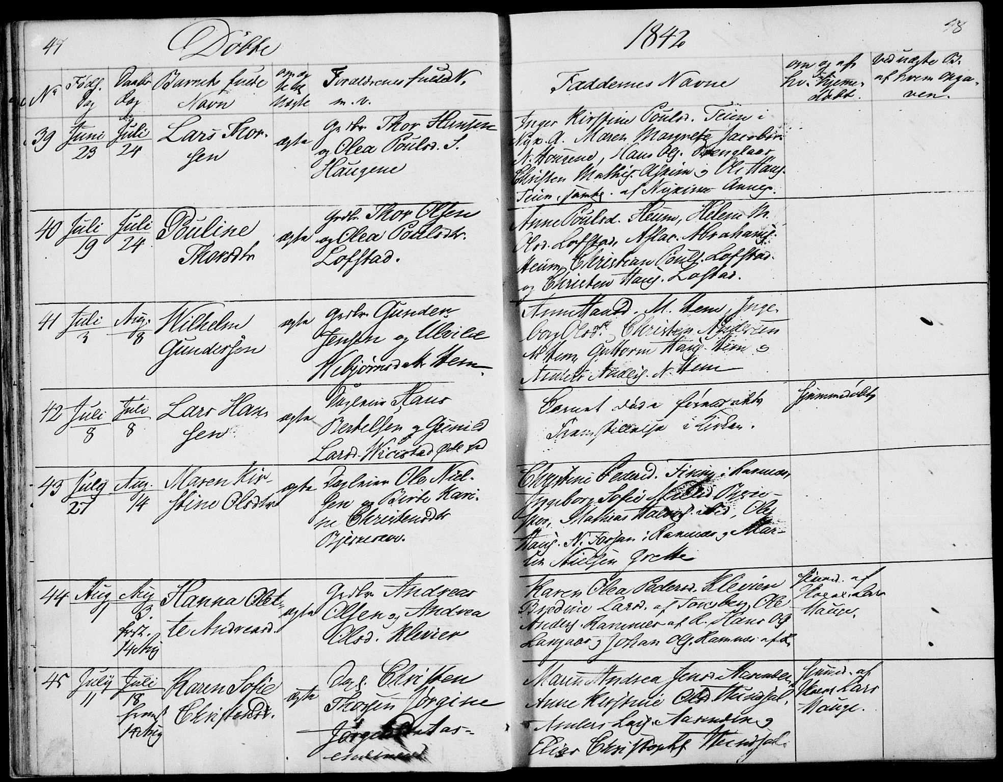 Våle kirkebøker, AV/SAKO-A-334/F/Fa/L0009a: Parish register (official) no. I 9A, 1839-1860, p. 47-48