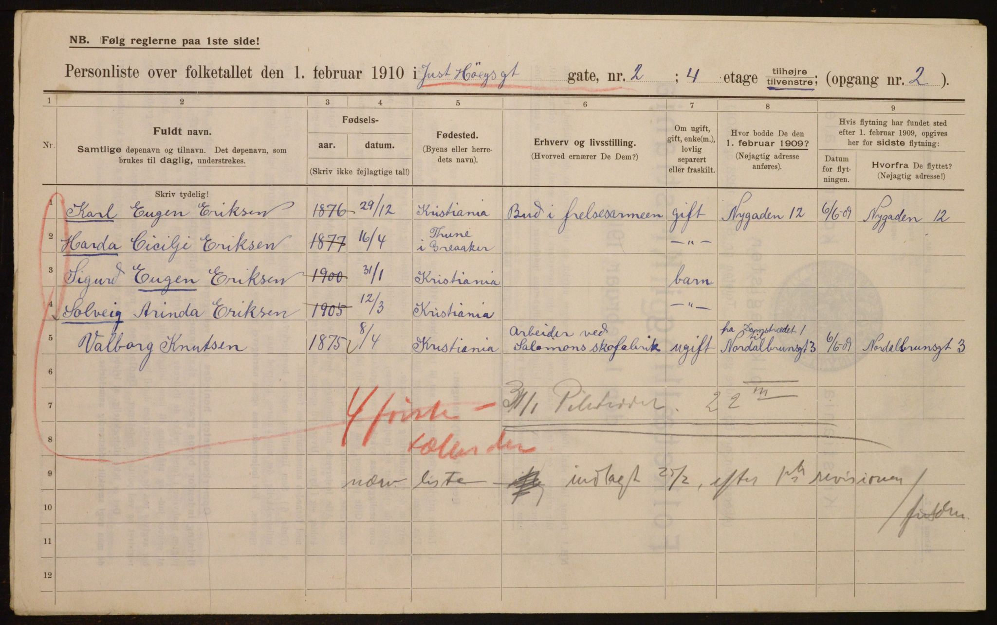 OBA, Municipal Census 1910 for Kristiania, 1910, p. 46288