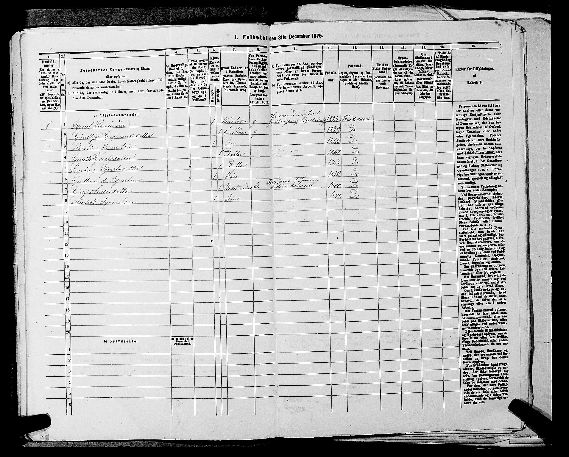 SAKO, 1875 census for 0621P Sigdal, 1875, p. 1595