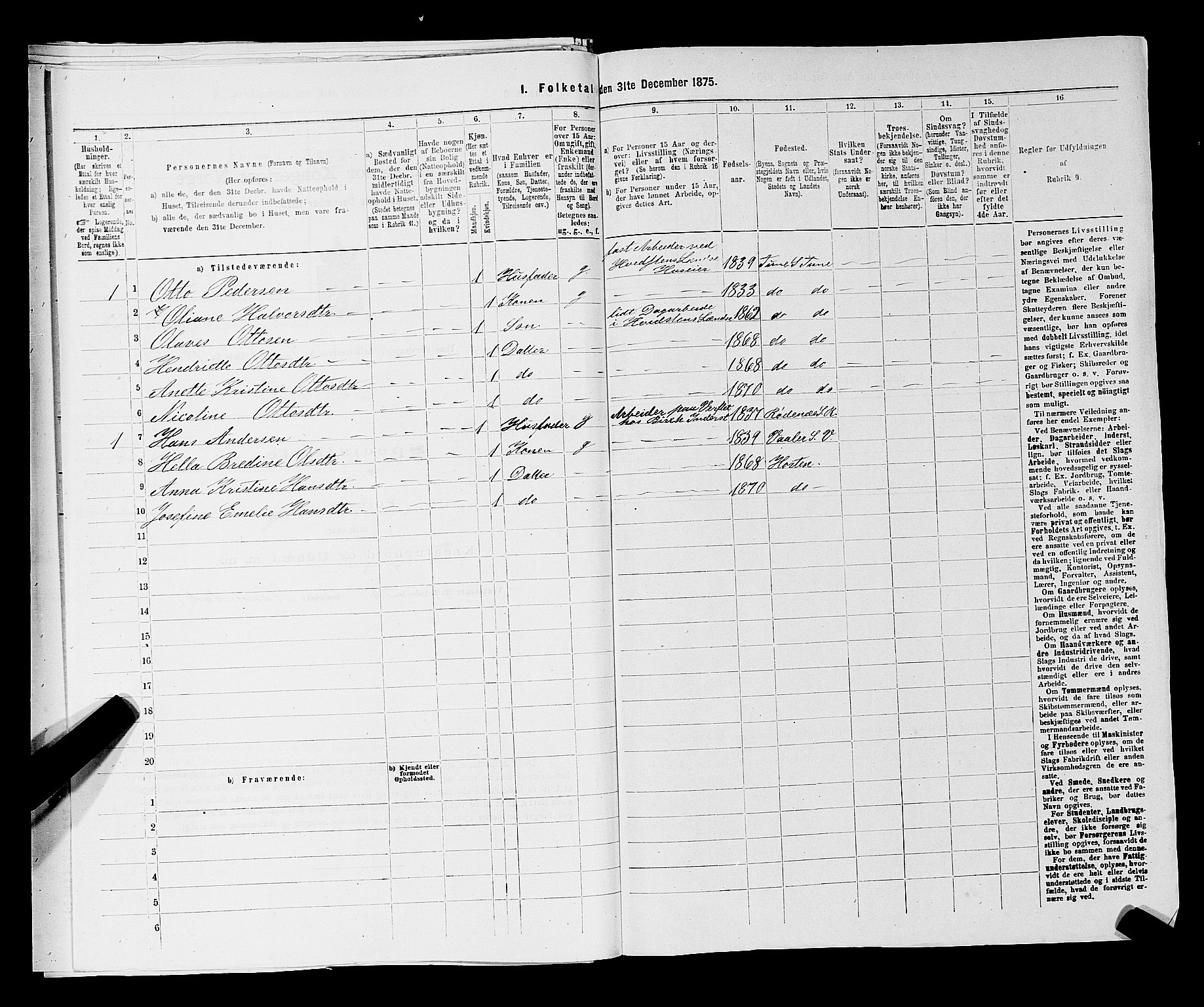 RA, 1875 census for 0130P Tune, 1875, p. 1277