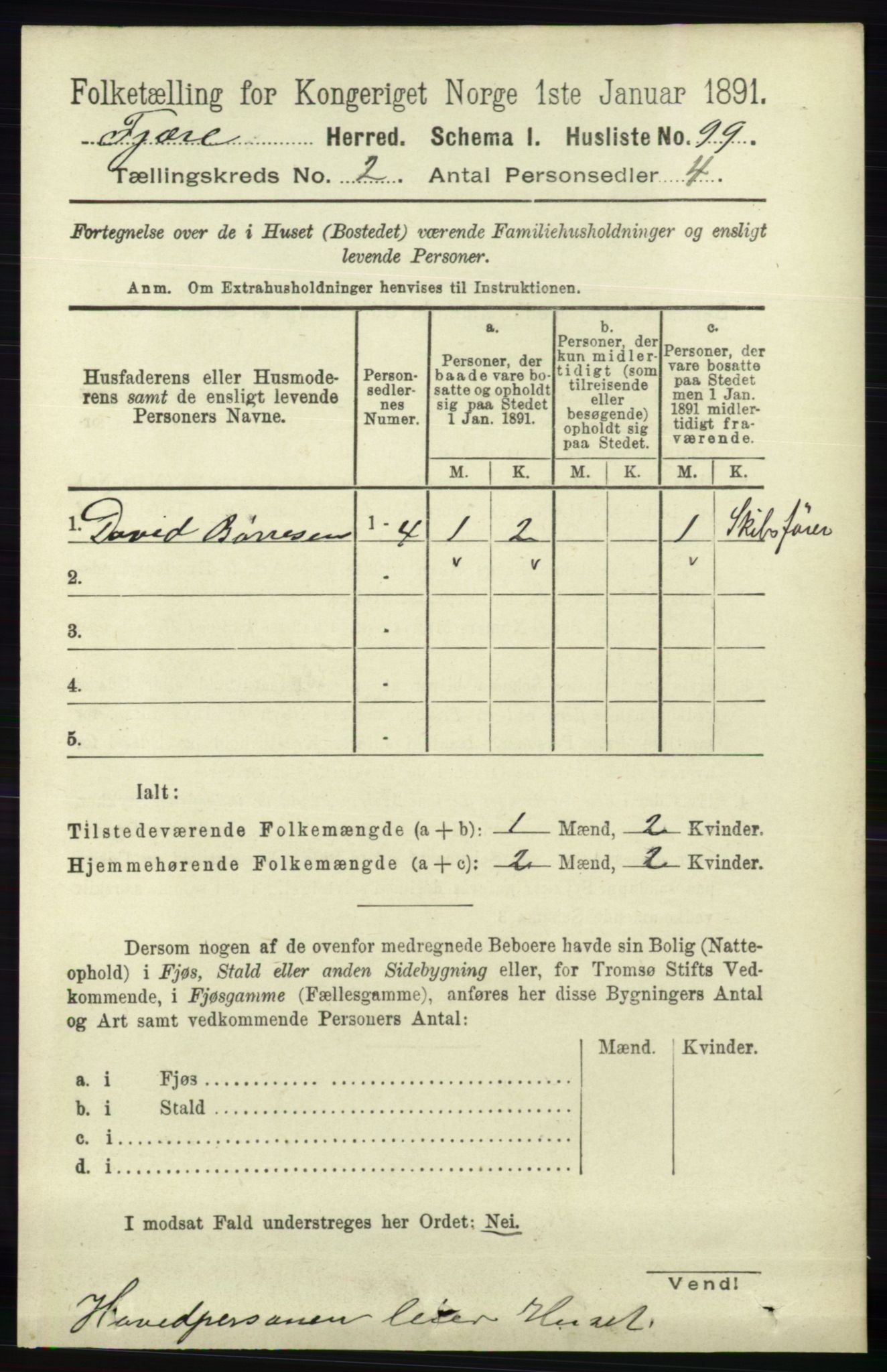 RA, 1891 census for 0923 Fjære, 1891, p. 734