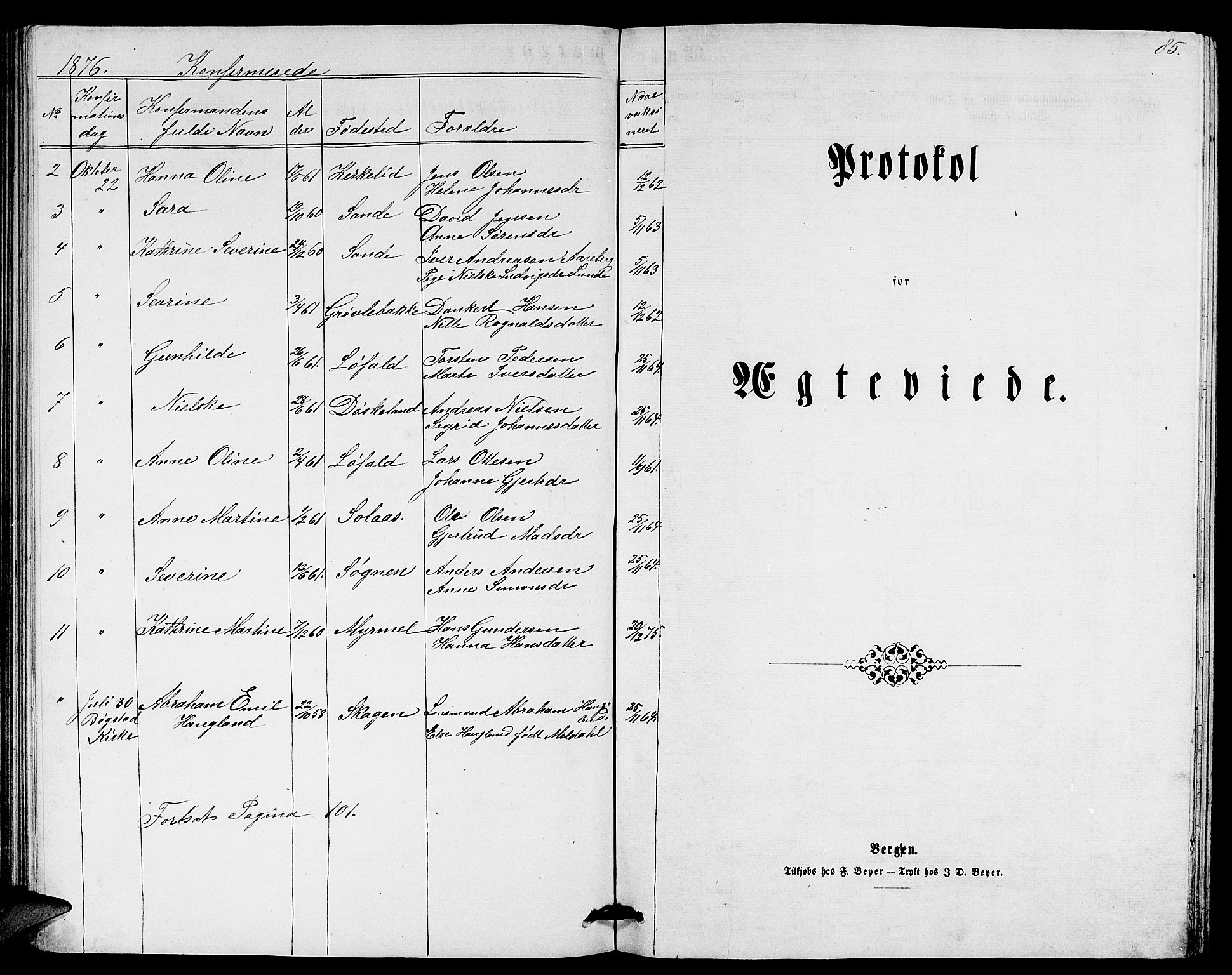 Gaular sokneprestembete, AV/SAB-A-80001/H/Hab: Parish register (copy) no. A 2, 1863-1877, p. 85