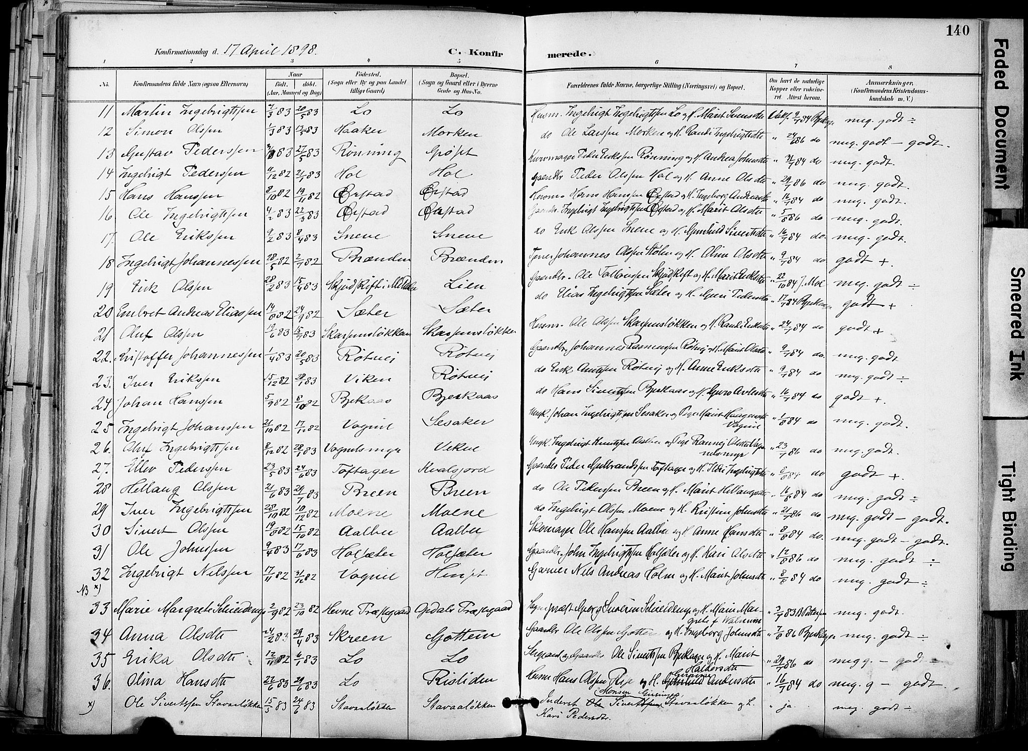 Ministerialprotokoller, klokkerbøker og fødselsregistre - Sør-Trøndelag, SAT/A-1456/678/L0902: Parish register (official) no. 678A11, 1895-1911, p. 140
