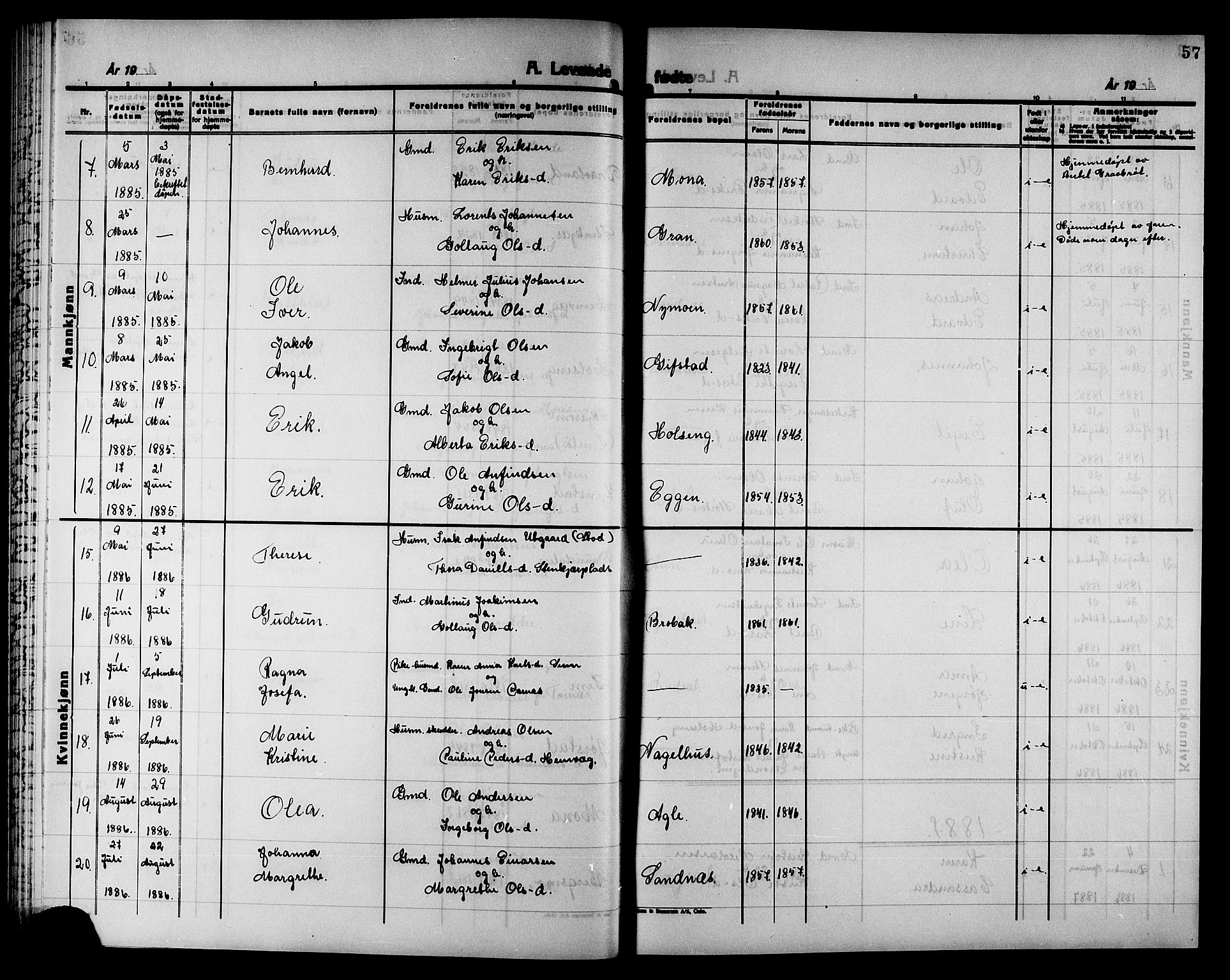 Ministerialprotokoller, klokkerbøker og fødselsregistre - Nord-Trøndelag, AV/SAT-A-1458/749/L0486: Parish register (official) no. 749D02, 1873-1887, p. 57