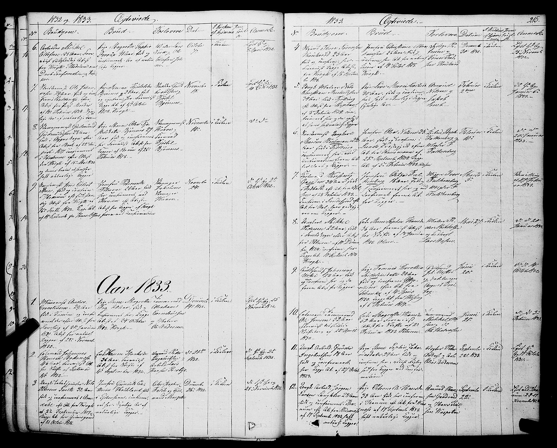 Larvik kirkebøker, SAKO/A-352/F/Fa/L0002: Parish register (official) no. I 2, 1825-1847, p. 215
