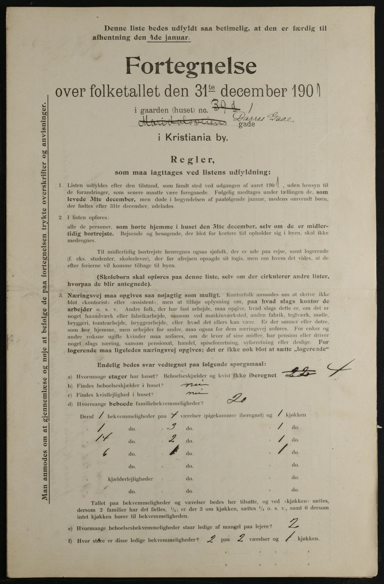 OBA, Municipal Census 1901 for Kristiania, 1901, p. 2491