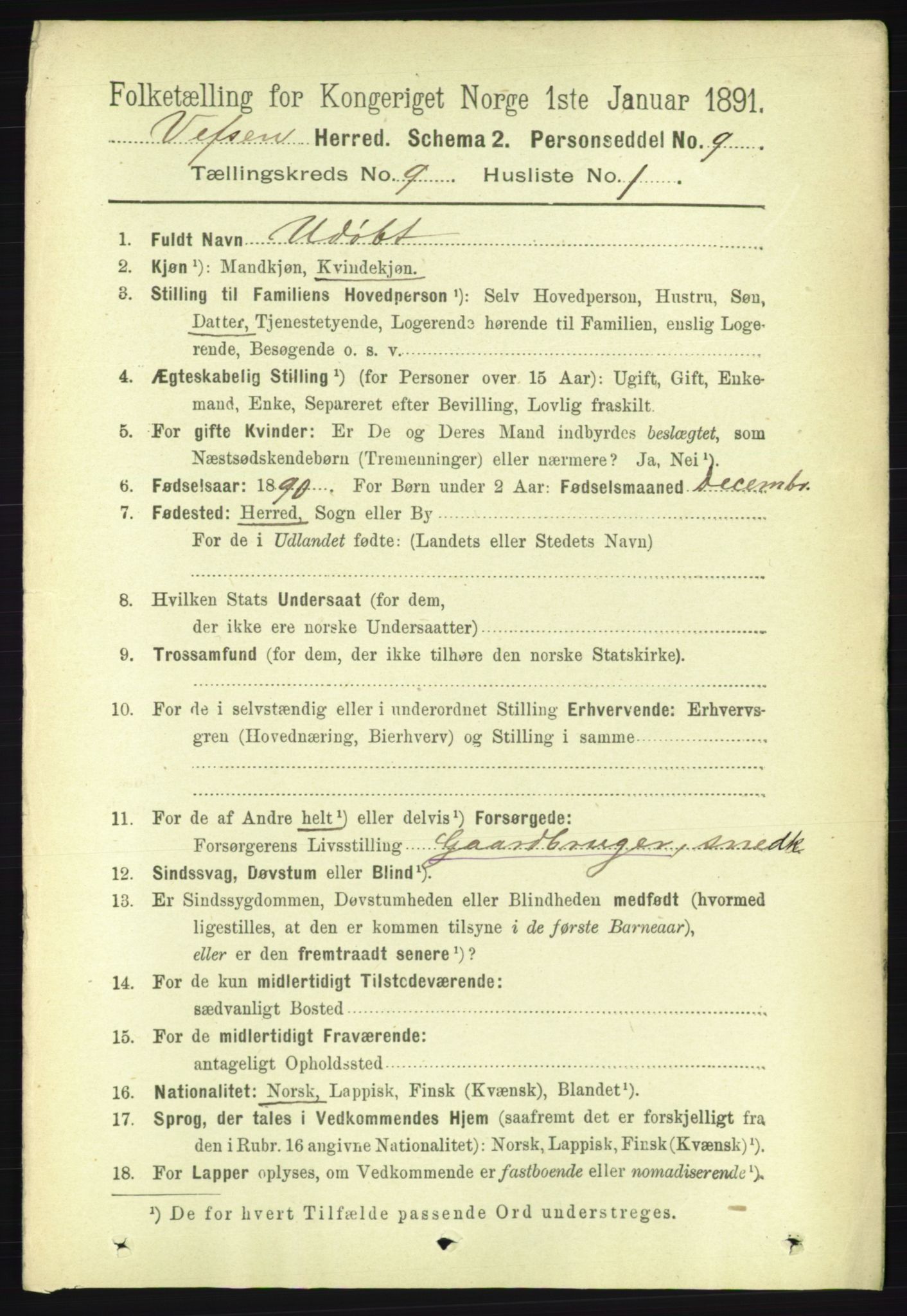 RA, 1891 census for 1824 Vefsn, 1891, p. 4704