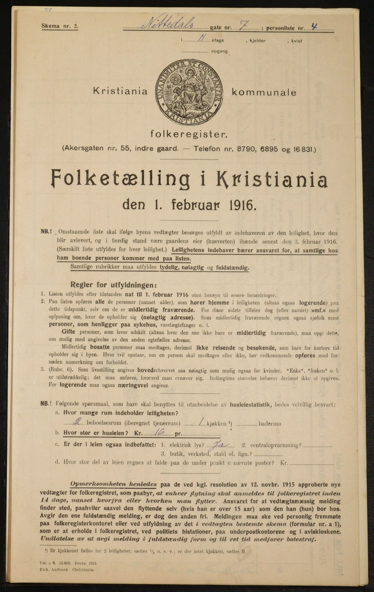 OBA, Municipal Census 1916 for Kristiania, 1916, p. 73030