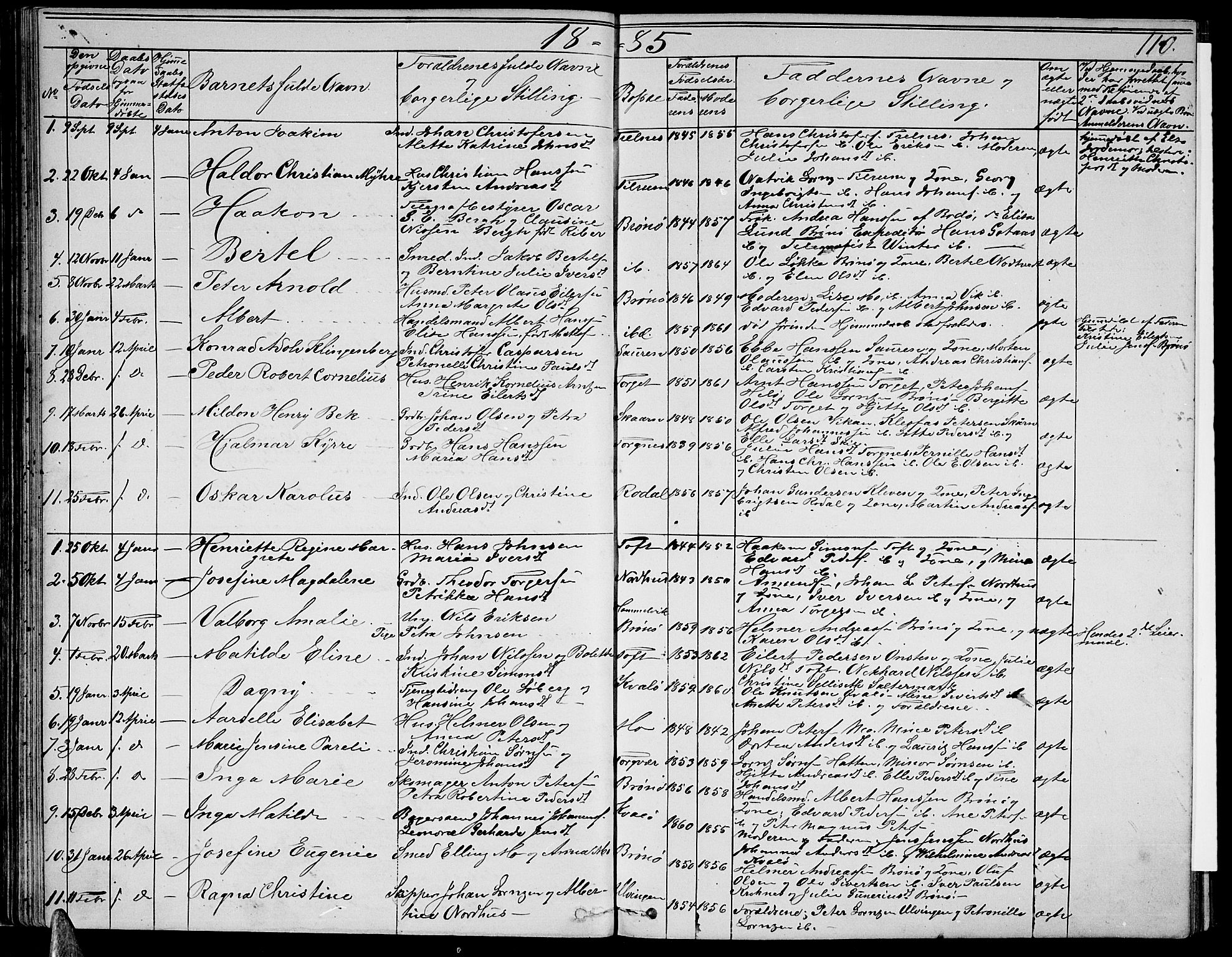 Ministerialprotokoller, klokkerbøker og fødselsregistre - Nordland, SAT/A-1459/813/L0212: Parish register (copy) no. 813C04, 1864-1886, p. 110
