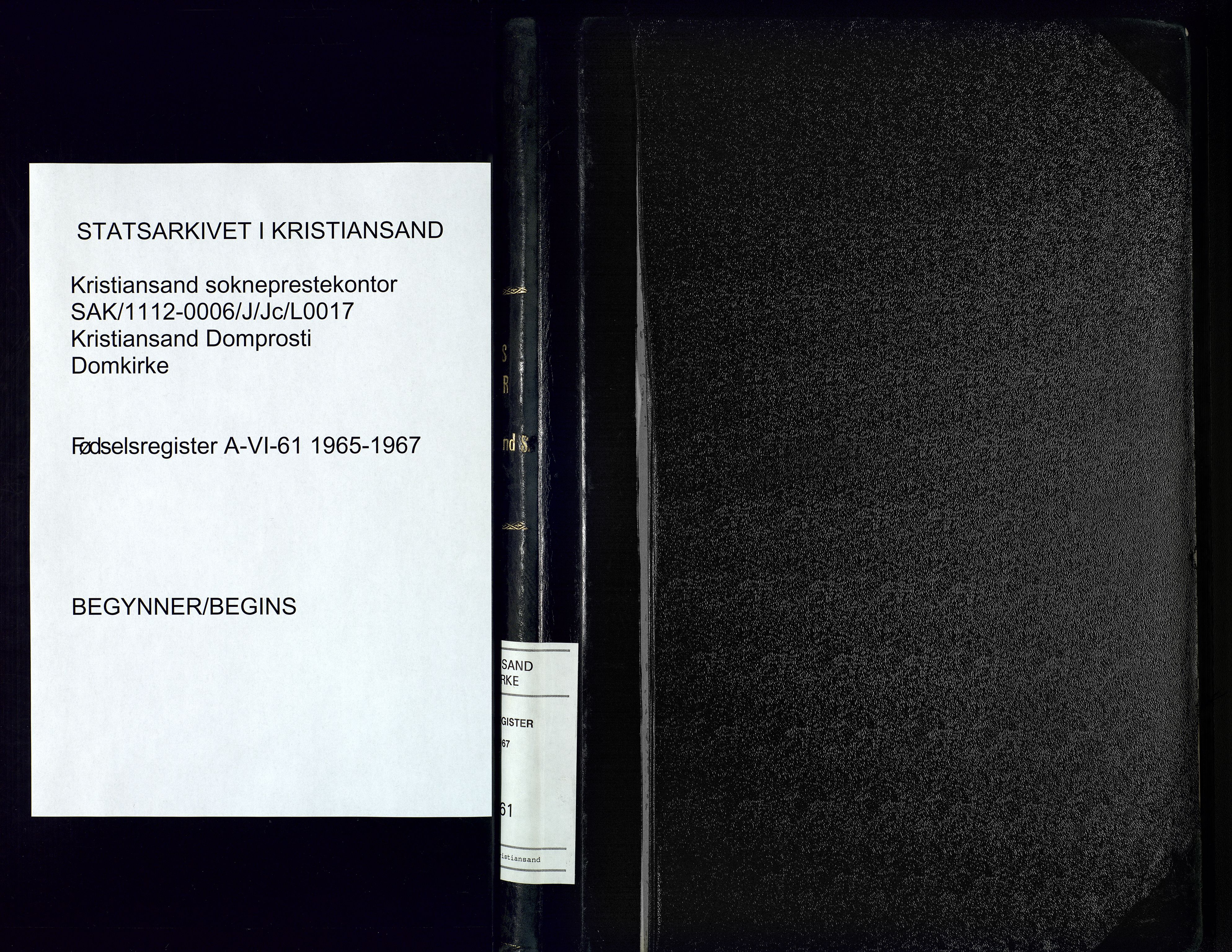 Kristiansand domprosti, SAK/1112-0006/J/Jc/L0017: Birth register no. A-VI-61, 1965-1967