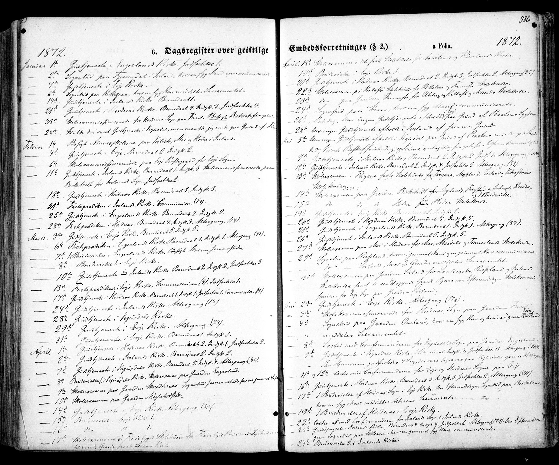 Evje sokneprestkontor, SAK/1111-0008/F/Fa/Faa/L0006: Parish register (official) no. A 6, 1866-1884, p. 586