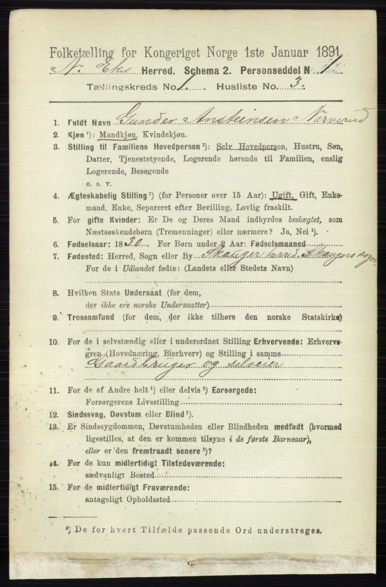 RA, 1891 census for 0625 Nedre Eiker, 1891, p. 90