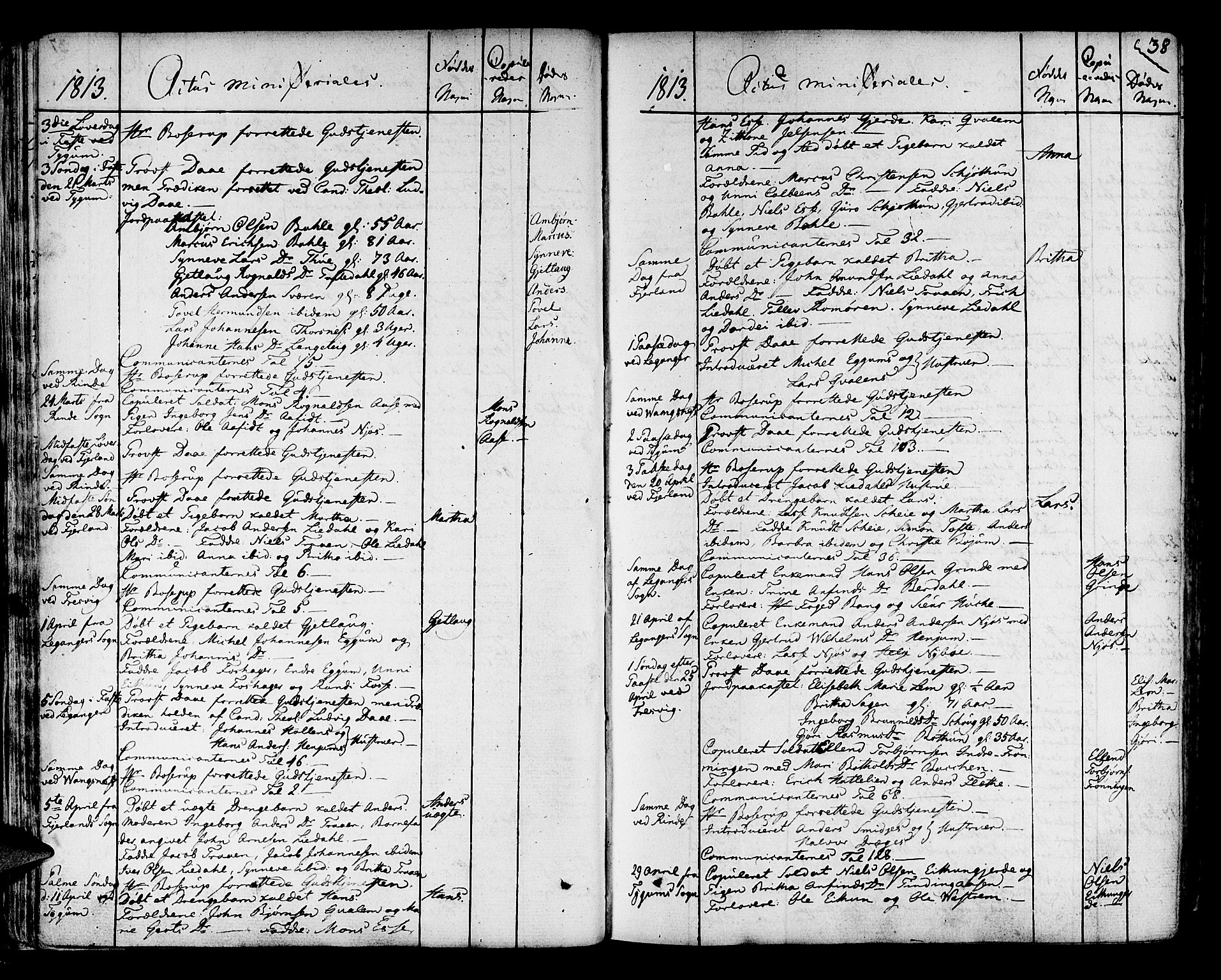 Leikanger sokneprestembete, AV/SAB-A-81001/H/Haa/Haaa/L0006: Parish register (official) no. A 6, 1810-1838, p. 38