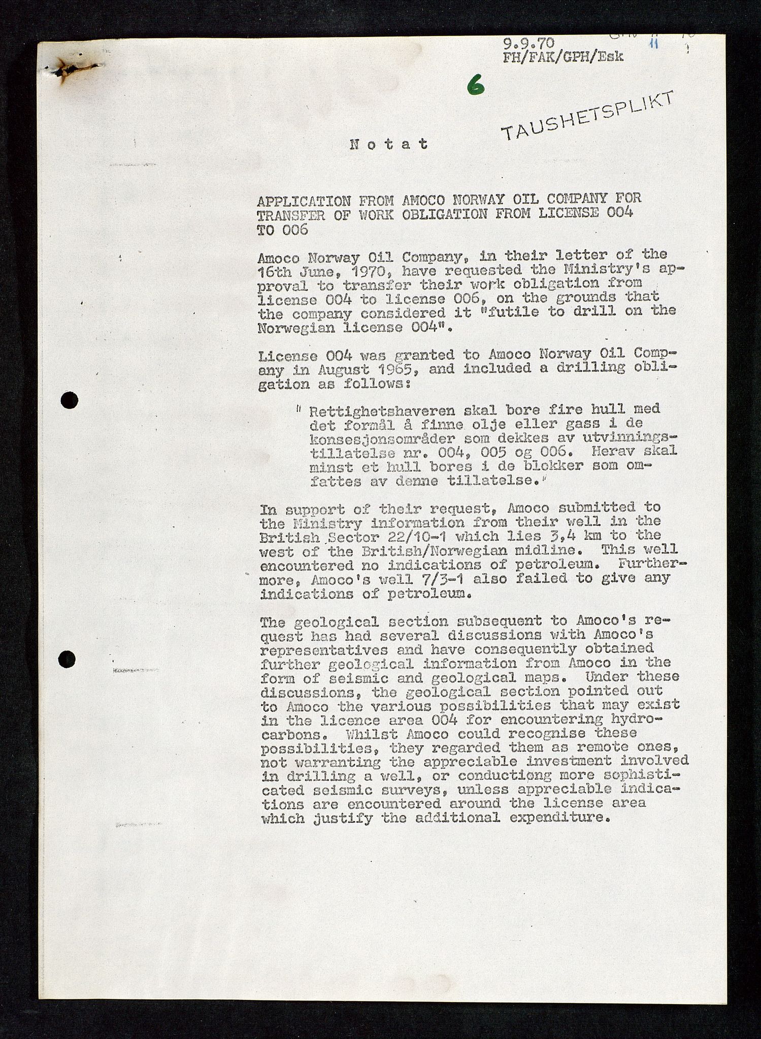 Industridepartementet, Oljekontoret, AV/SAST-A-101348/Da/L0005:  Arkivnøkkel 712 - 714 Vitenskapelige undersøkelser og utviningstillatelser, 1967-1975, p. 698