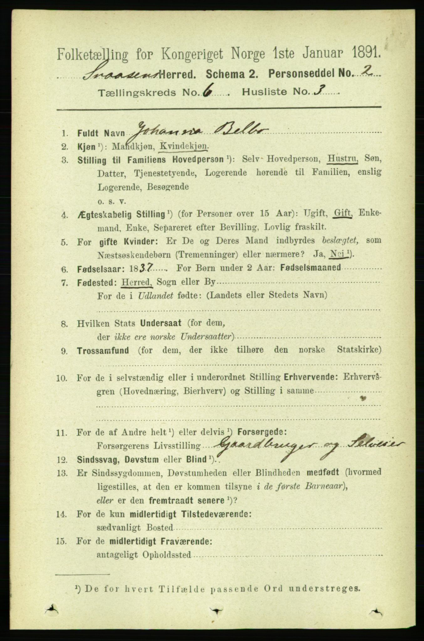 RA, 1891 census for 1736 Snåsa, 1891, p. 1904