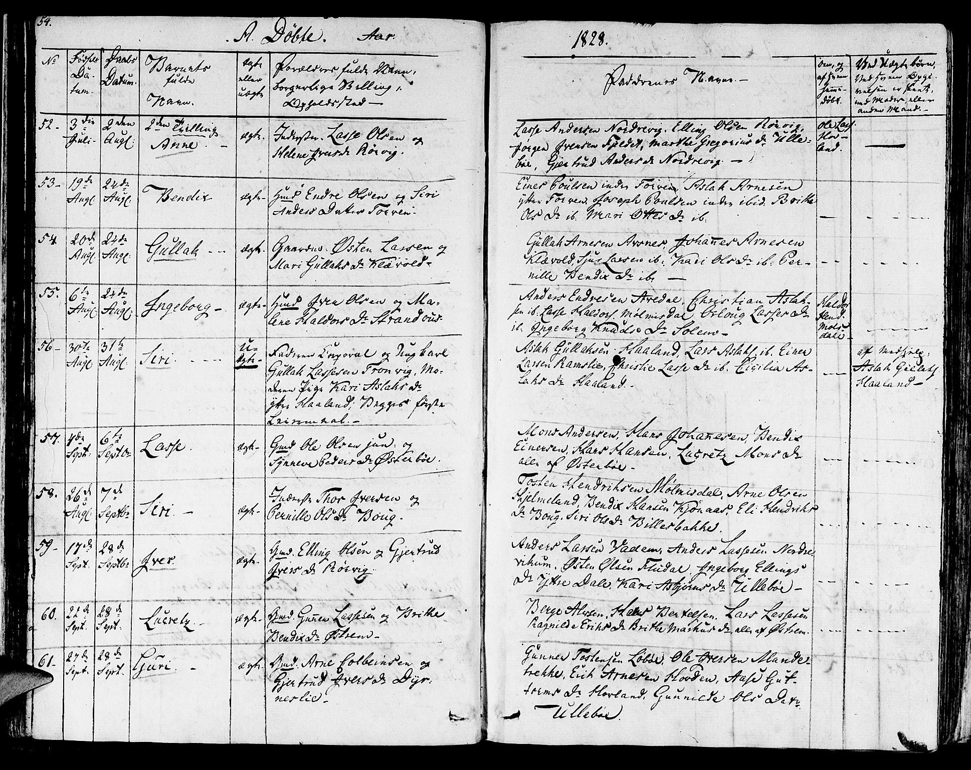 Lavik sokneprestembete, AV/SAB-A-80901: Parish register (official) no. A 2I, 1821-1842, p. 54