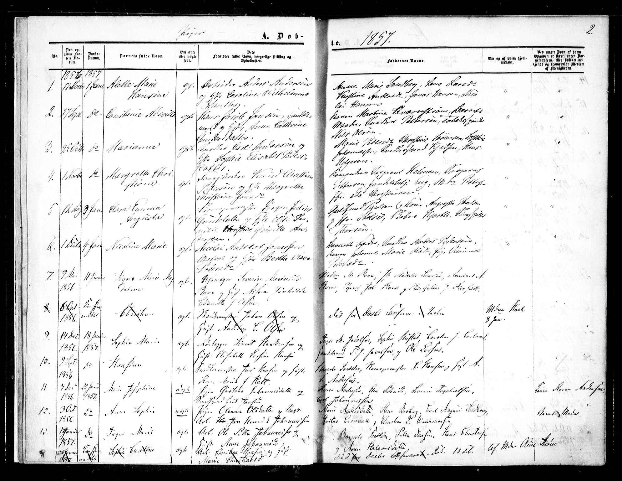 Halden prestekontor Kirkebøker, SAO/A-10909/F/Fa/L0007: Parish register (official) no. I 7, 1857-1865, p. 2