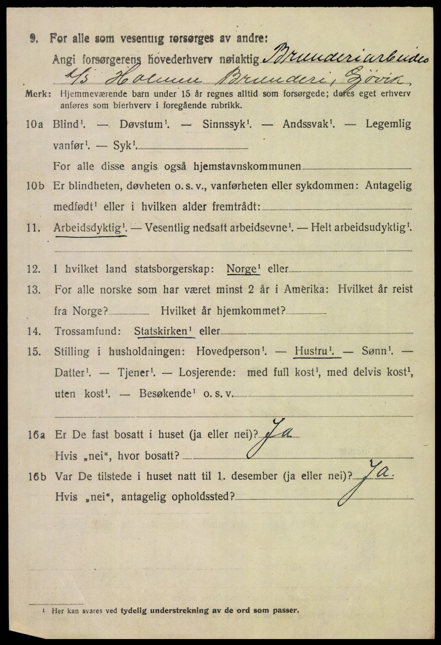 SAH, 1920 census for Vardal, 1920, p. 10866