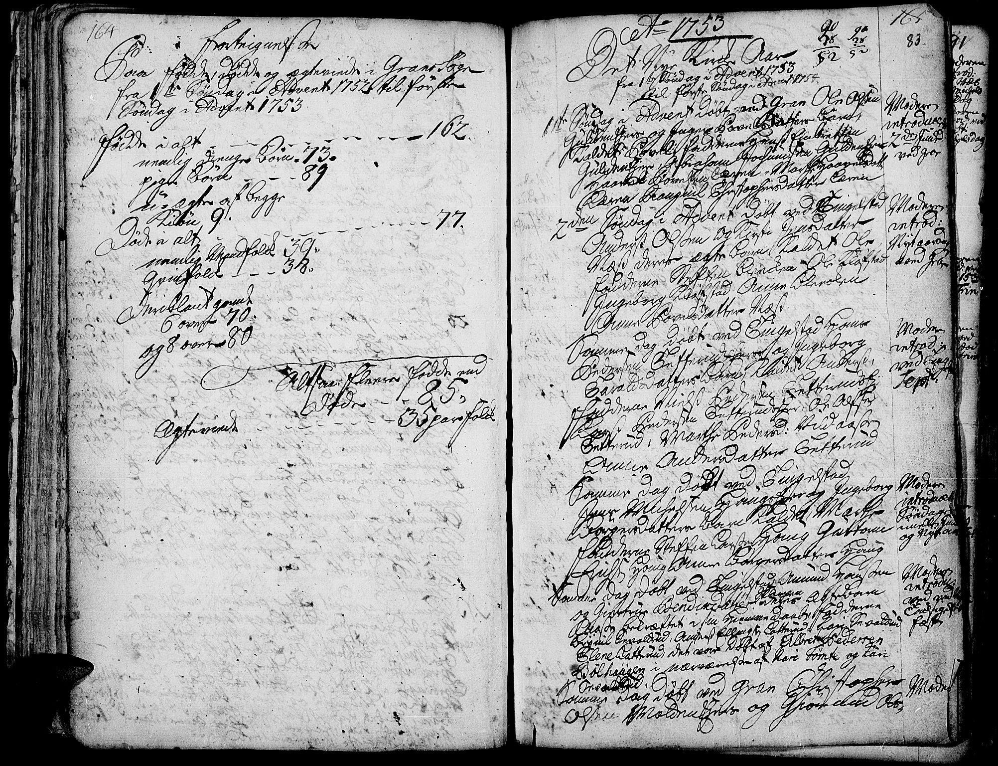 Gran prestekontor, SAH/PREST-112/H/Ha/Haa/L0003: Parish register (official) no. 3, 1745-1758, p. 83