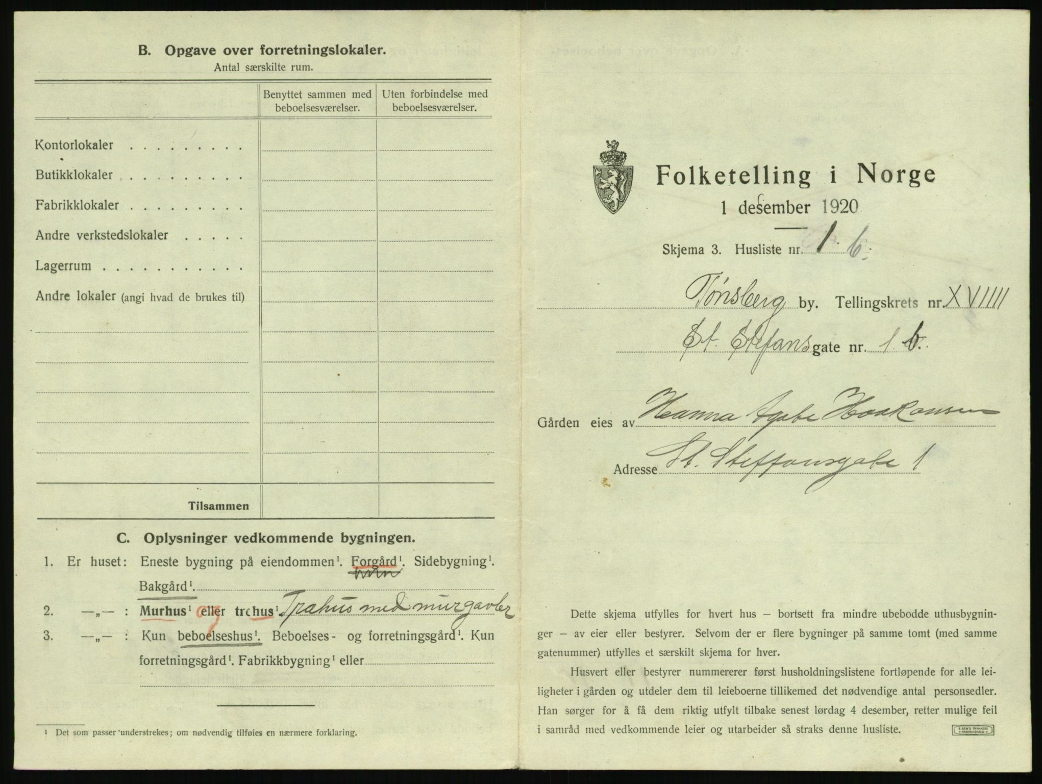 SAKO, 1920 census for Tønsberg, 1920, p. 1983