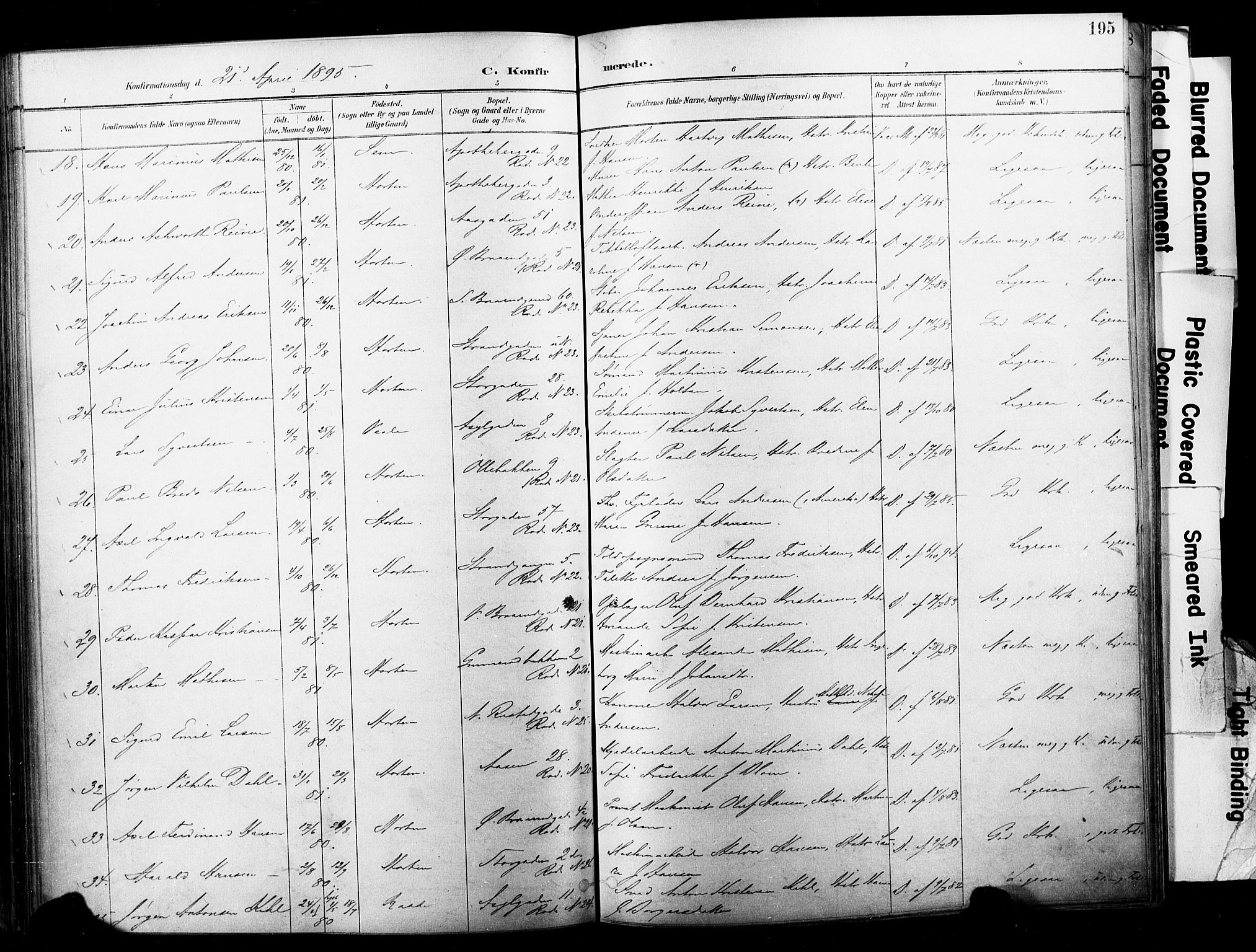 Horten kirkebøker, SAKO/A-348/F/Fa/L0004: Parish register (official) no. 4, 1888-1895, p. 195