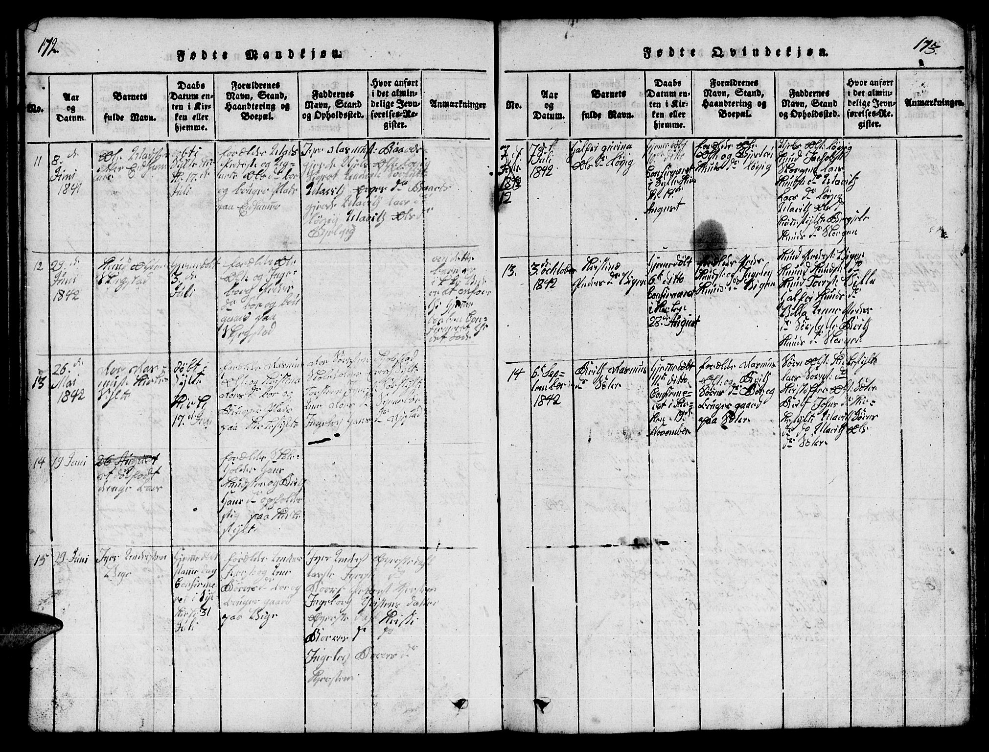Ministerialprotokoller, klokkerbøker og fødselsregistre - Møre og Romsdal, AV/SAT-A-1454/541/L0546: Parish register (copy) no. 541C01, 1818-1856, p. 172-173