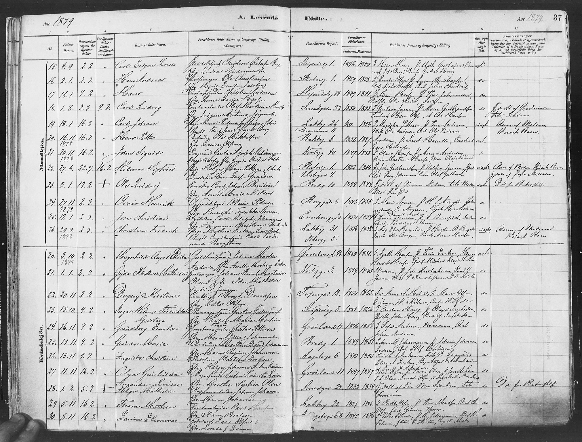 Grønland prestekontor Kirkebøker, SAO/A-10848/F/Fa/L0007: Parish register (official) no. 7, 1878-1888, p. 37