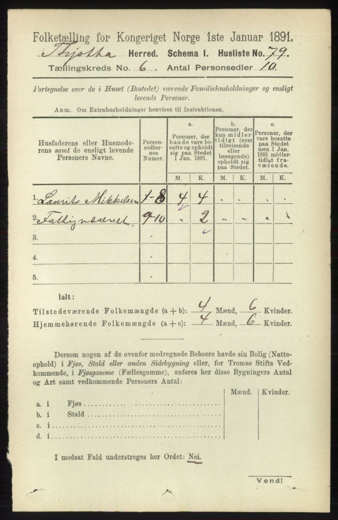 RA, 1891 census for 1817 Tjøtta, 1891, p. 2864