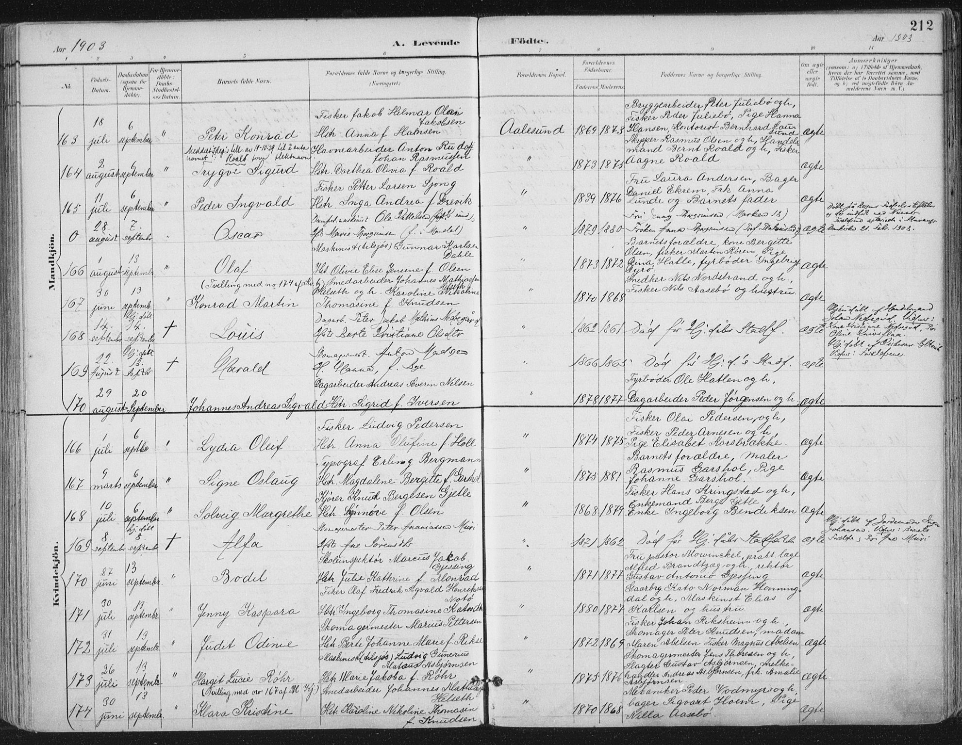 Ministerialprotokoller, klokkerbøker og fødselsregistre - Møre og Romsdal, SAT/A-1454/529/L0456: Parish register (official) no. 529A06, 1894-1906, p. 212