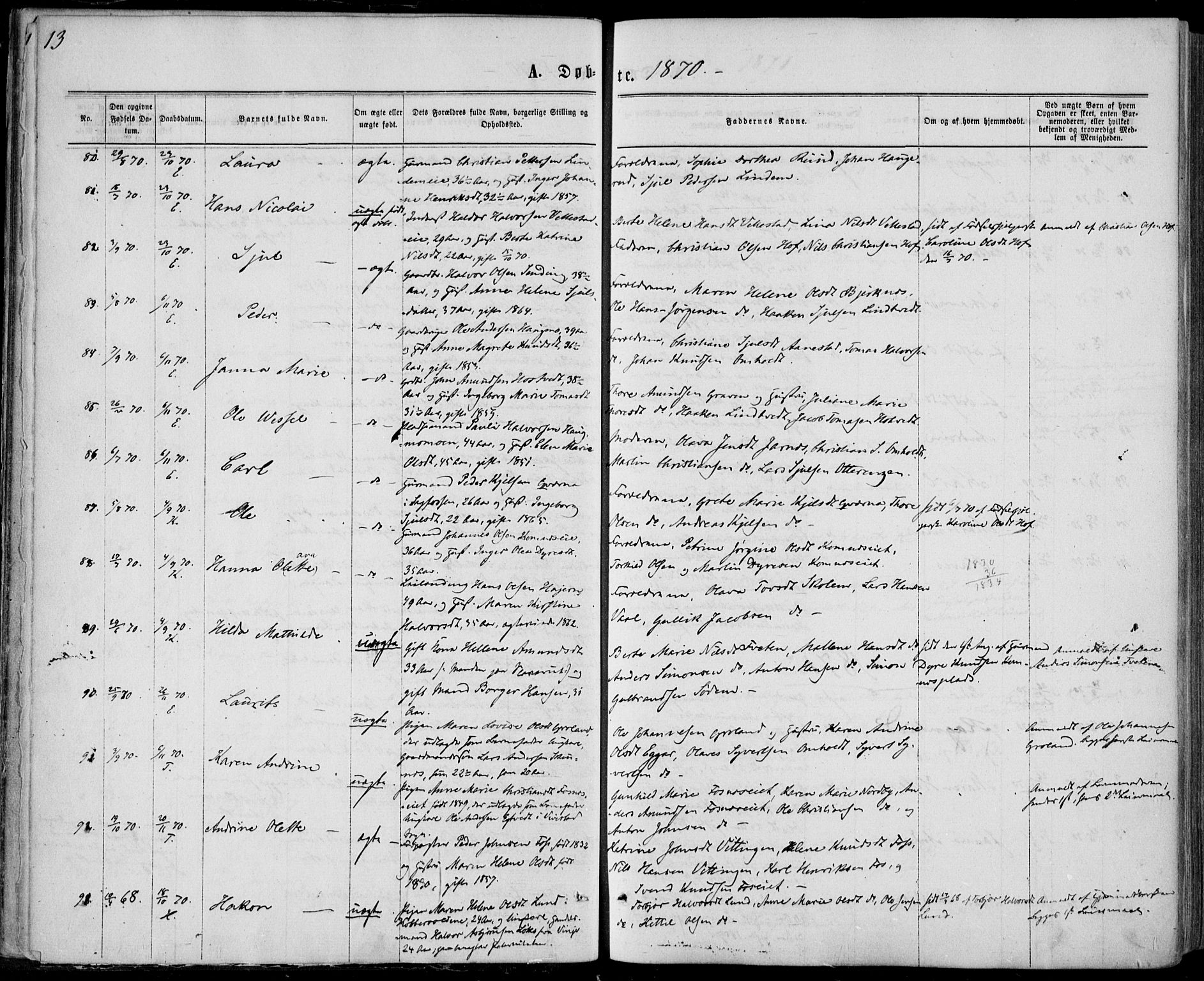 Sandsvær kirkebøker, SAKO/A-244/F/Fa/L0007: Parish register (official) no. I 7, 1869-1877, p. 13
