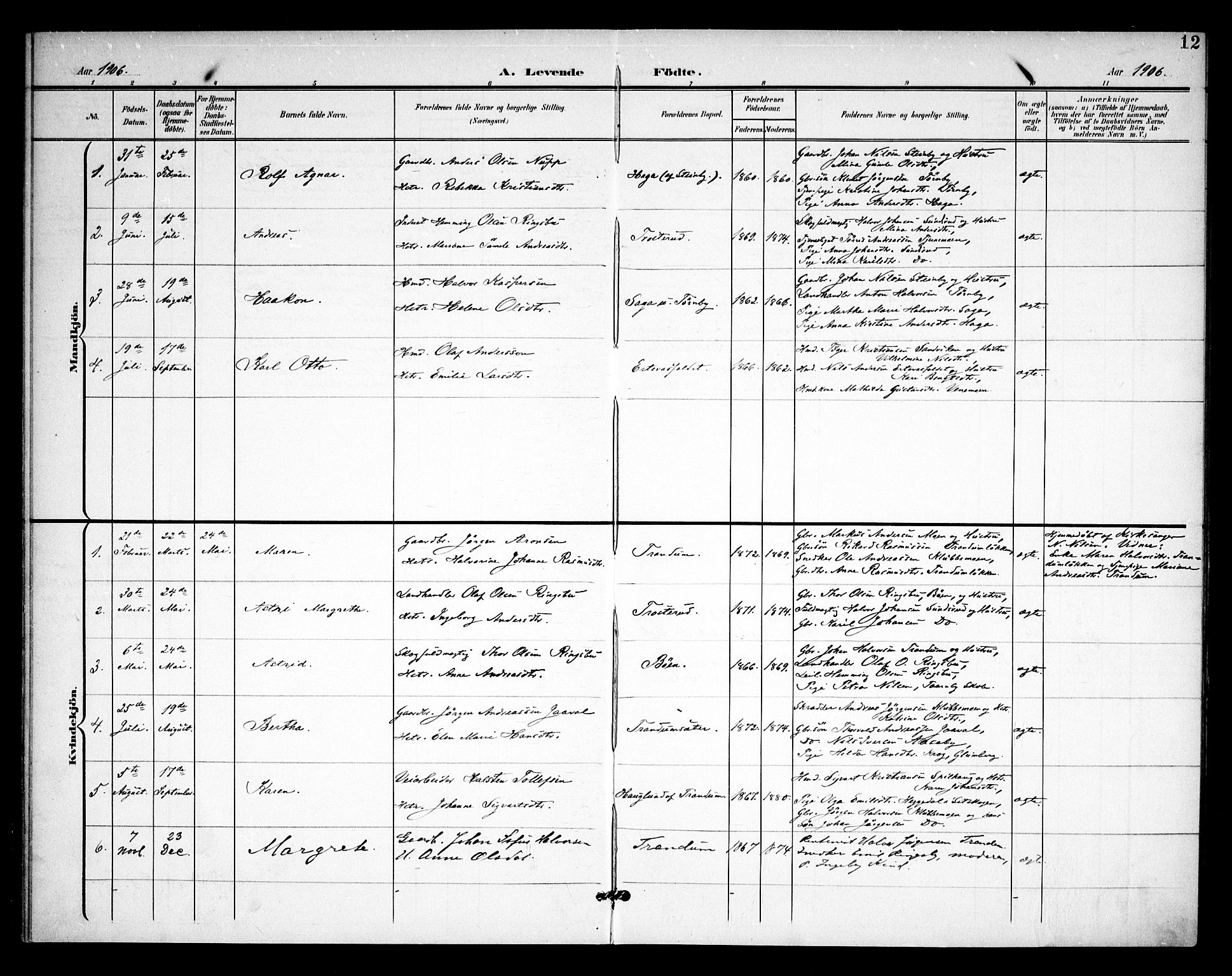 Rødenes prestekontor Kirkebøker, AV/SAO-A-2005/F/Fb/L0003: Parish register (official) no. II 3, 1901-1910, p. 12