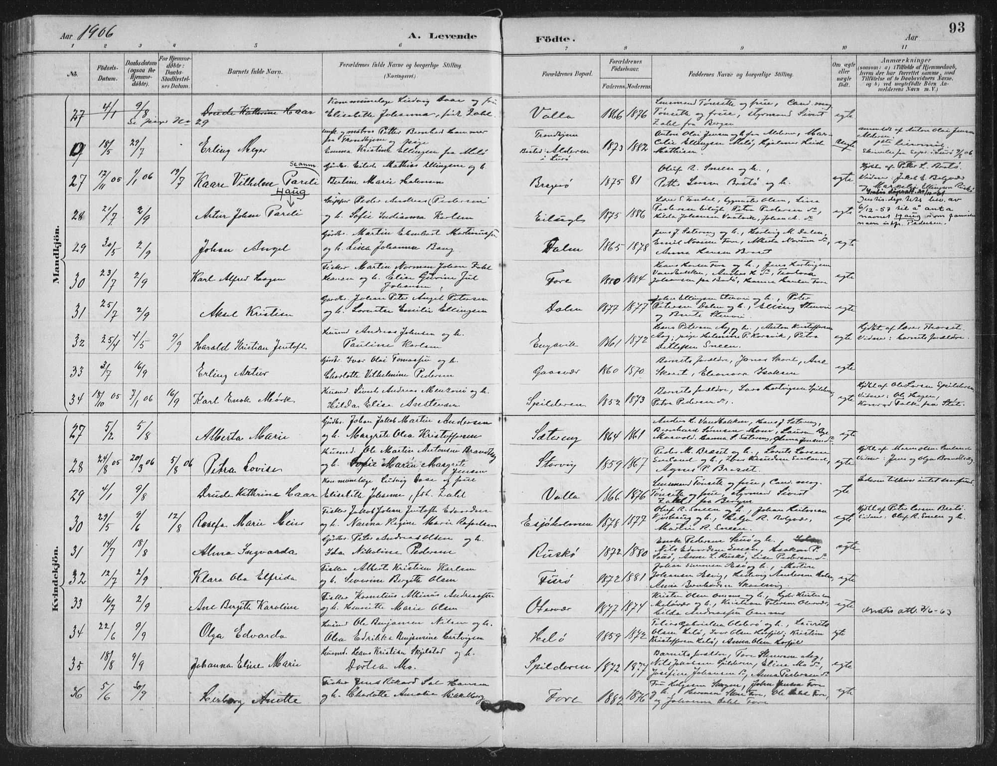 Ministerialprotokoller, klokkerbøker og fødselsregistre - Nordland, AV/SAT-A-1459/843/L0628: Parish register (official) no. 843A03, 1889-1907, p. 93