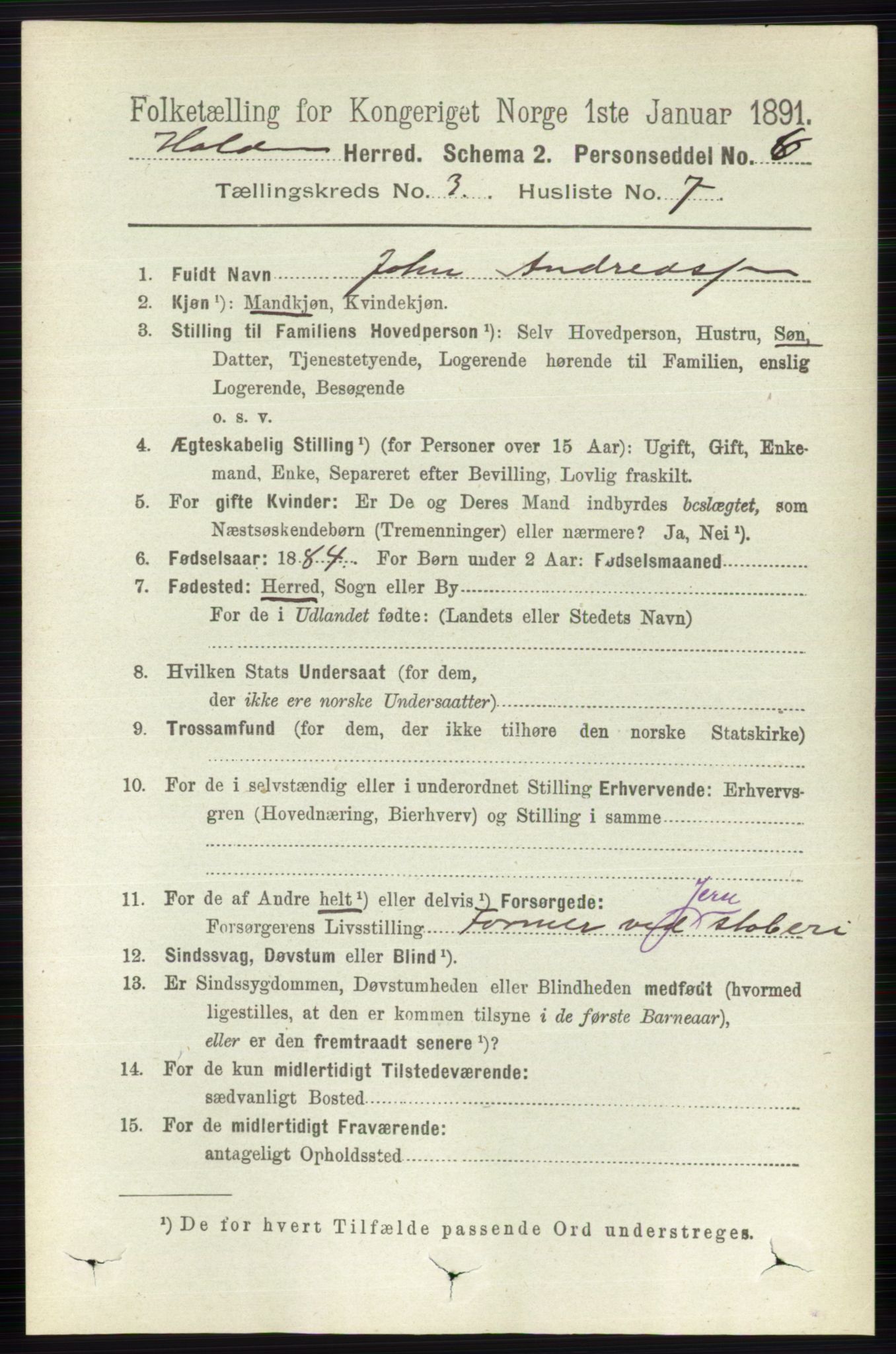 RA, 1891 census for 0819 Holla, 1891, p. 1411