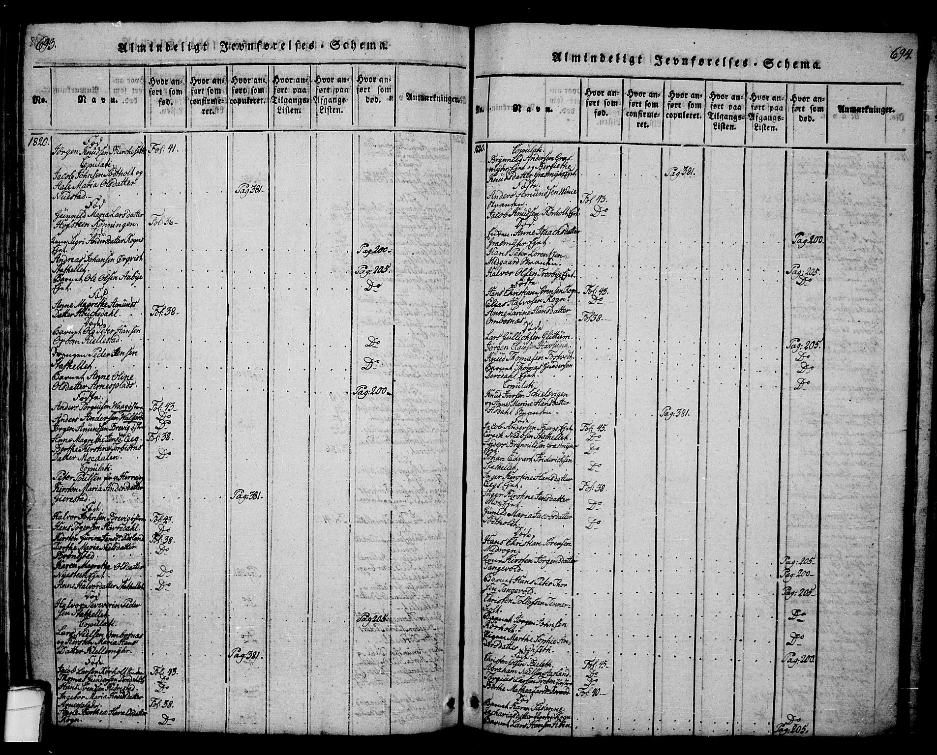 Bamble kirkebøker, SAKO/A-253/G/Ga/L0005: Parish register (copy) no. I 5, 1814-1855, p. 693-694