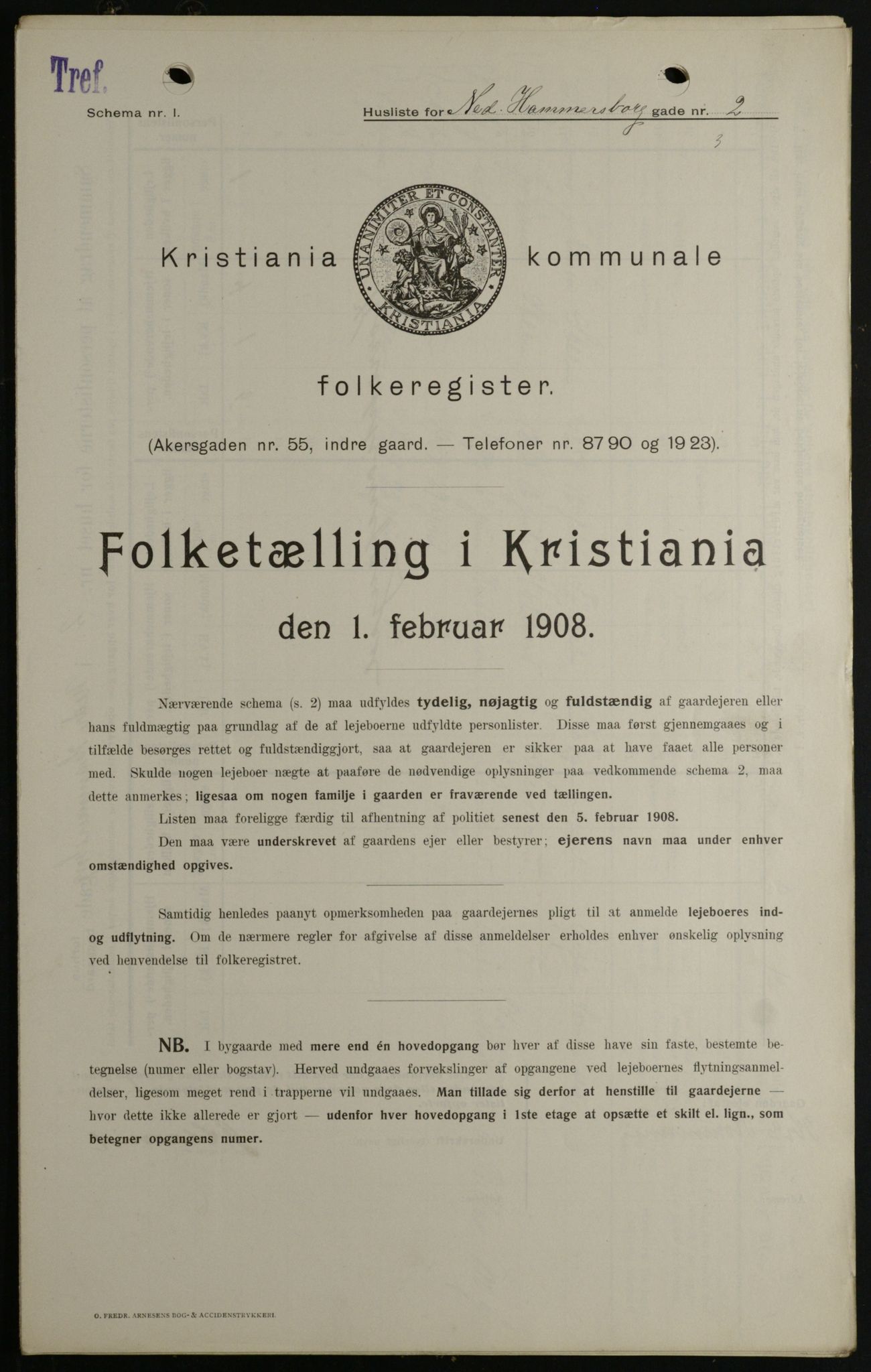 OBA, Municipal Census 1908 for Kristiania, 1908, p. 62016
