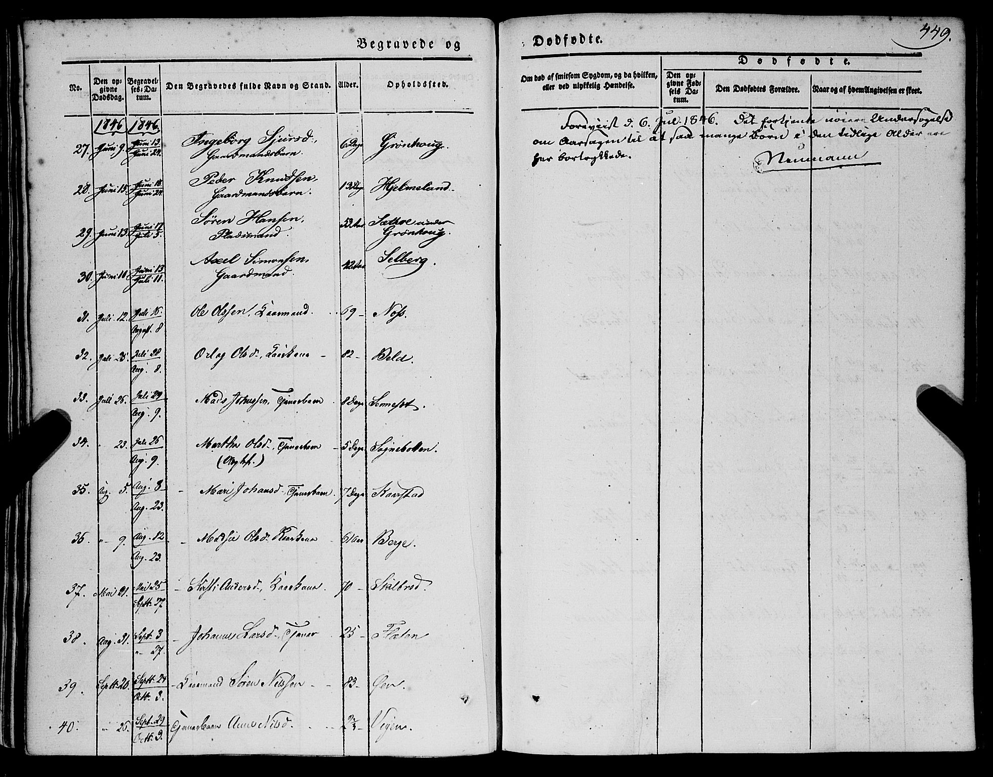 Gaular sokneprestembete, SAB/A-80001/H/Haa: Parish register (official) no. A 4II, 1841-1859, p. 449