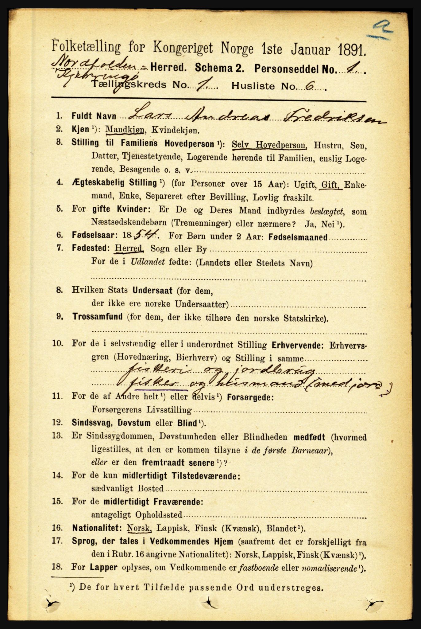 RA, 1891 census for 1846 Nordfold-Kjerringøy, 1891, p. 108