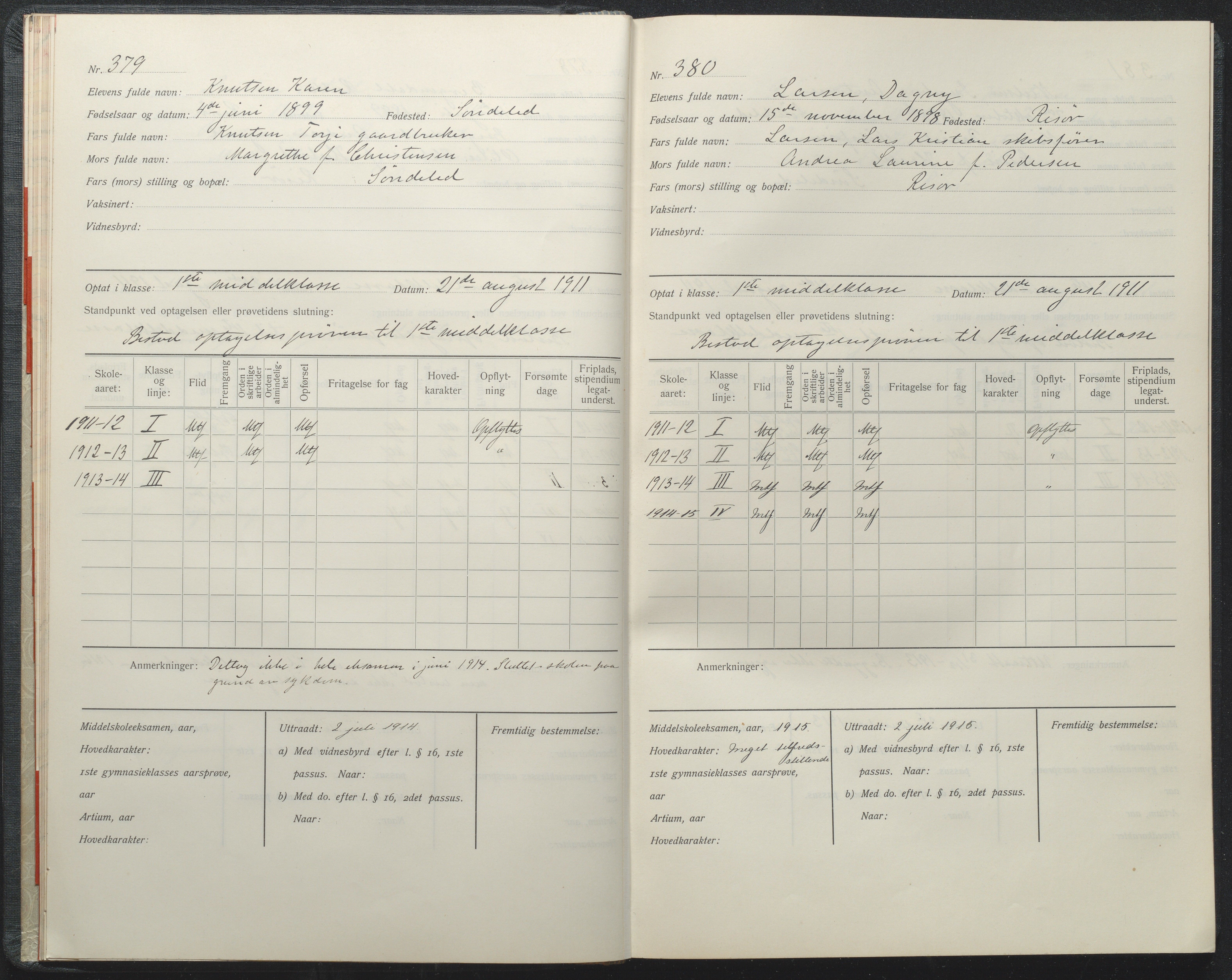 Risør kommune, AAKS/KA0901-PK/1/05/05i/L0002: Manntallsprotokoll, 1911-1925, p. 379-380