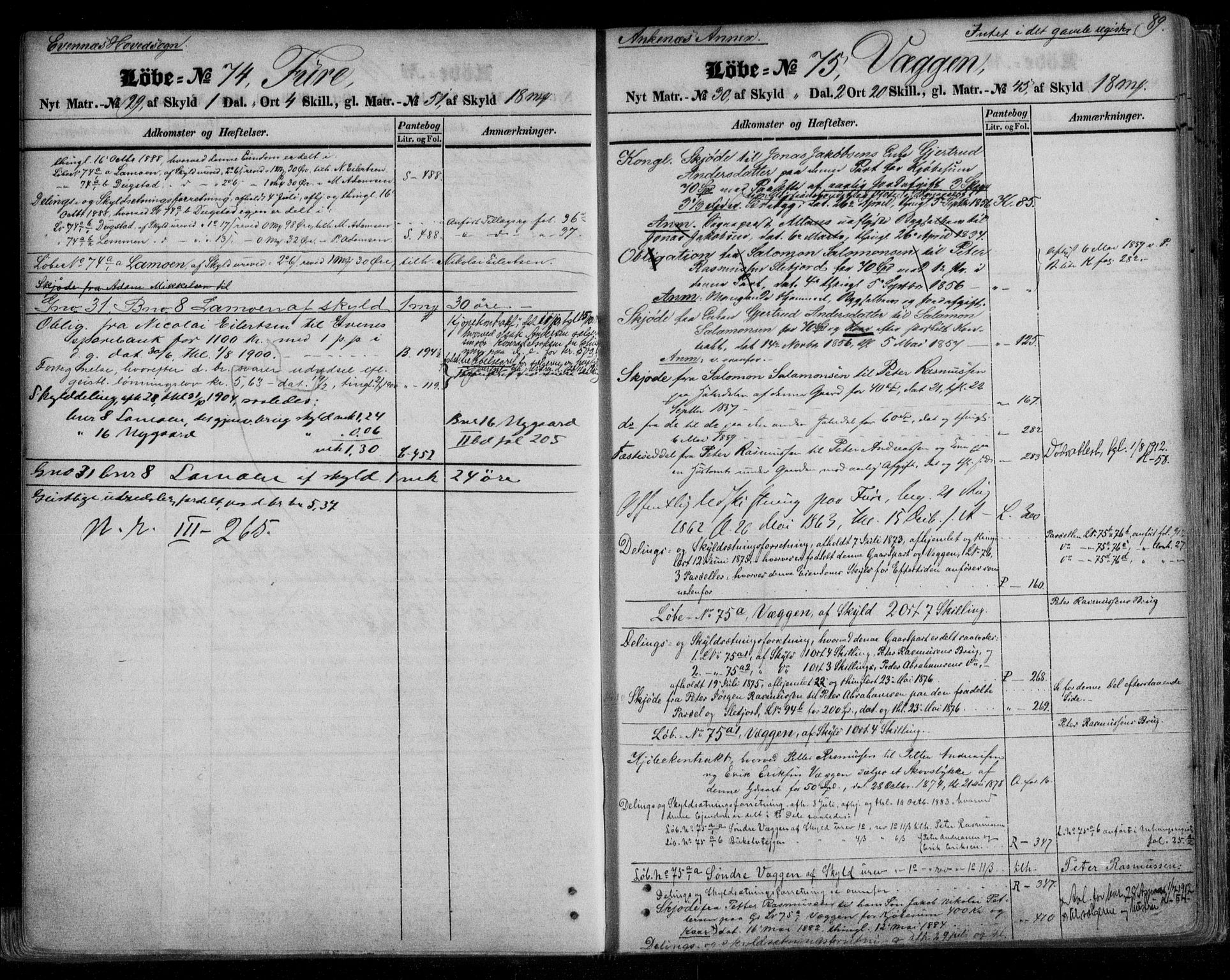 Steigen og Ofoten sorenskriveri, SAT/A-0030/1/2/2A/L0024: Mortgage register no. 24, 1842-1910, p. 89