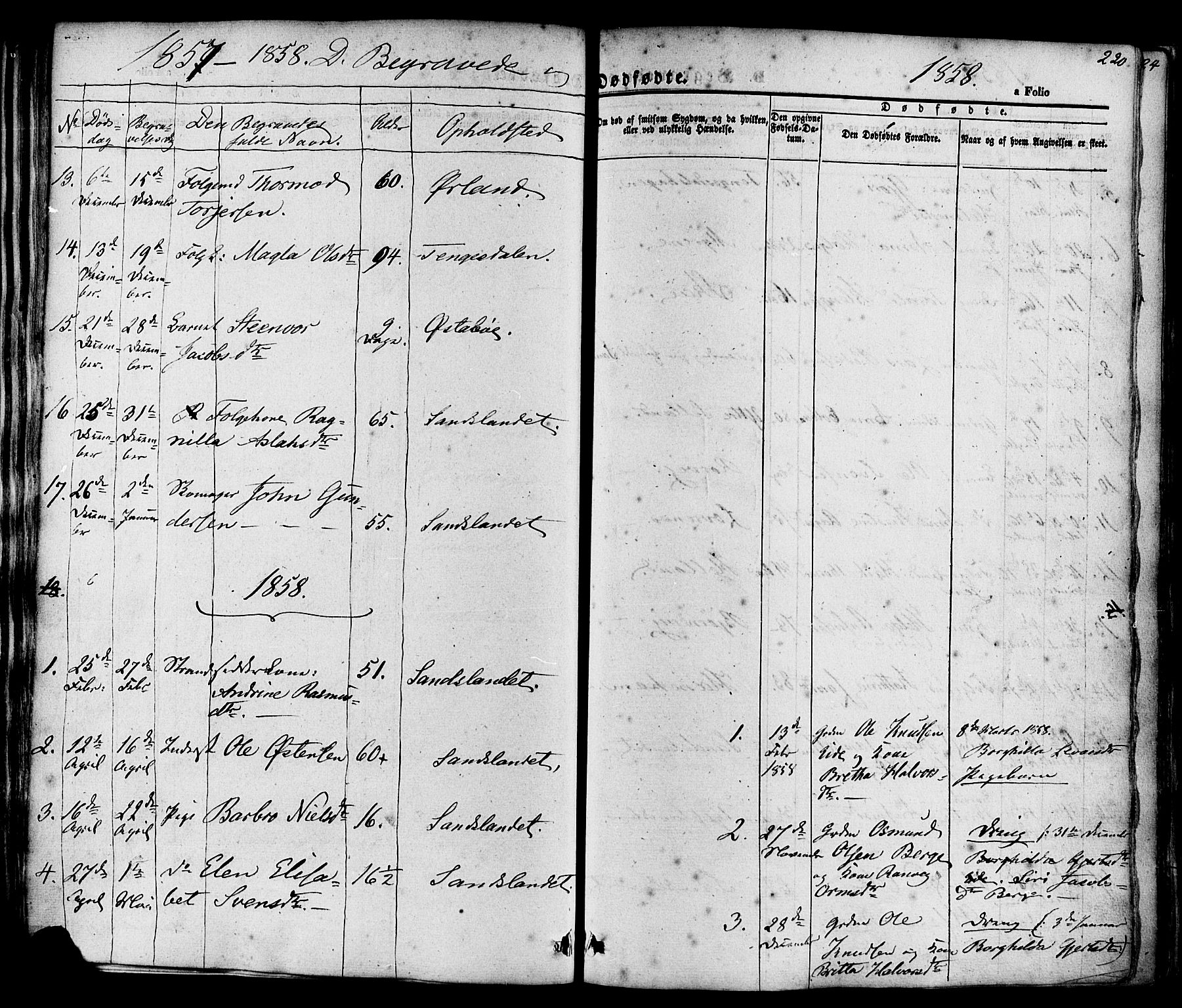 Sand sokneprestkontor, AV/SAST-A-101848/01/III/L0003: Parish register (official) no. A 3, 1854-1879, p. 220