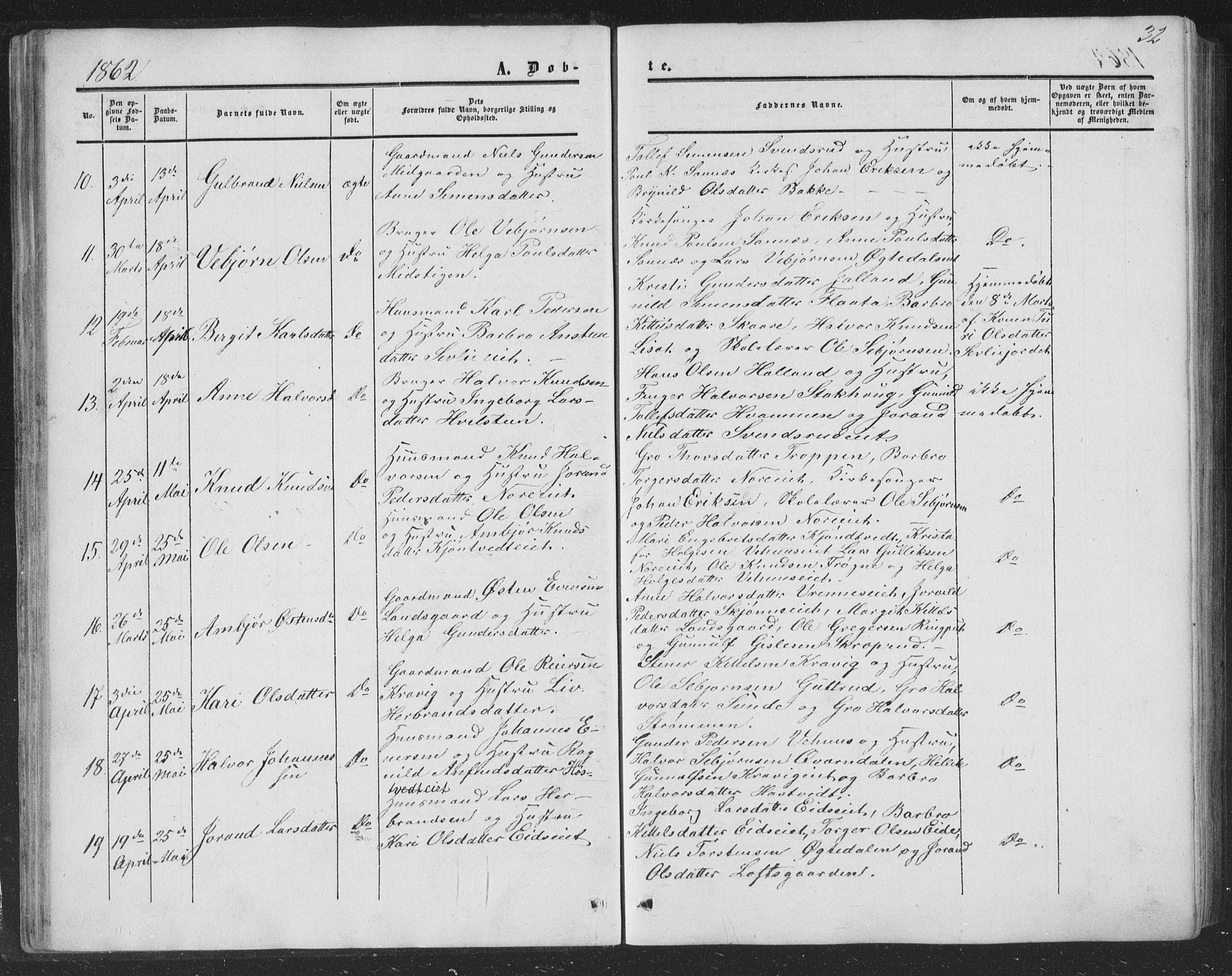 Nore kirkebøker, AV/SAKO-A-238/F/Fa/L0002: Parish register (official) no. I 2, 1856-1871, p. 32