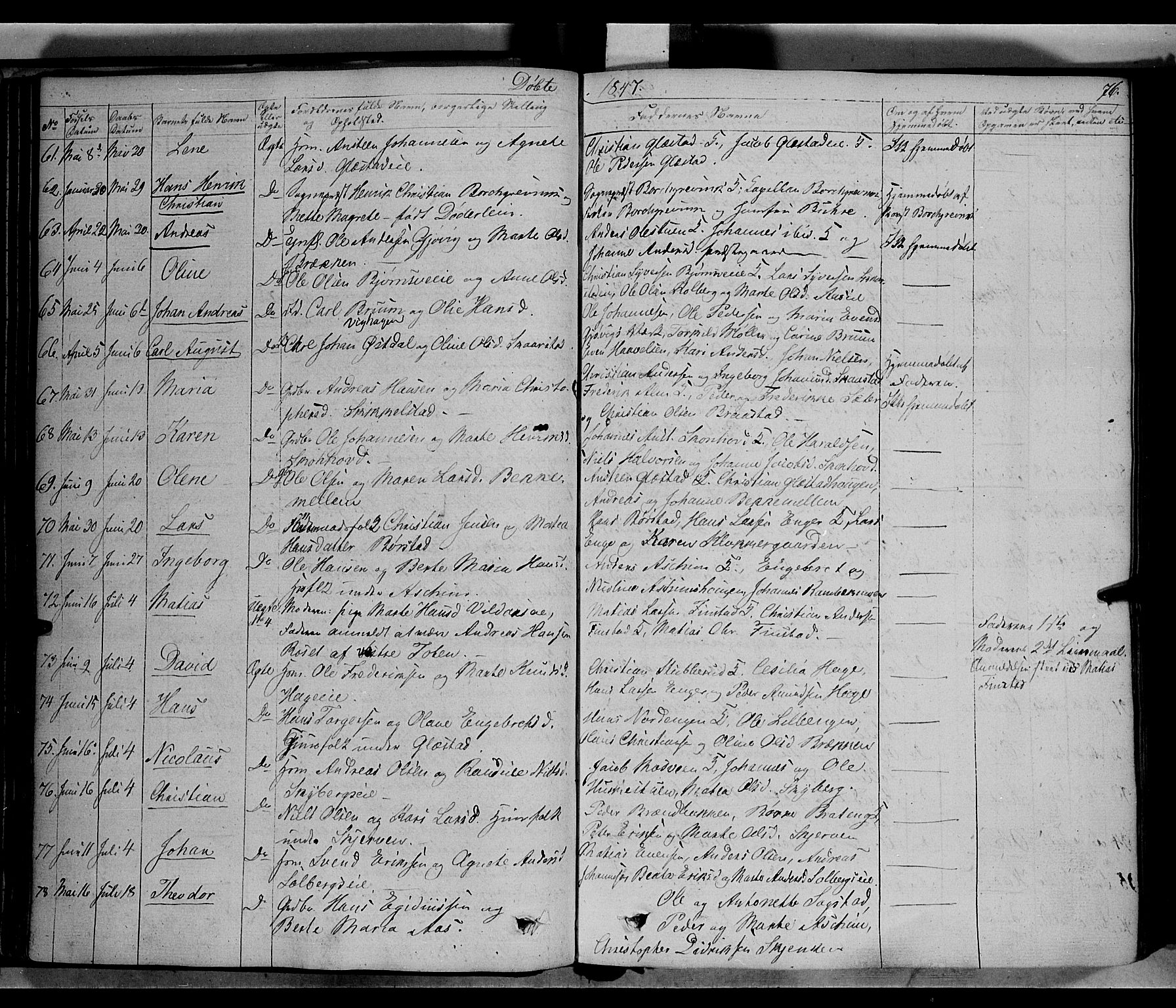 Vardal prestekontor, SAH/PREST-100/H/Ha/Haa/L0005: Parish register (official) no. 5, 1831-1853, p. 76