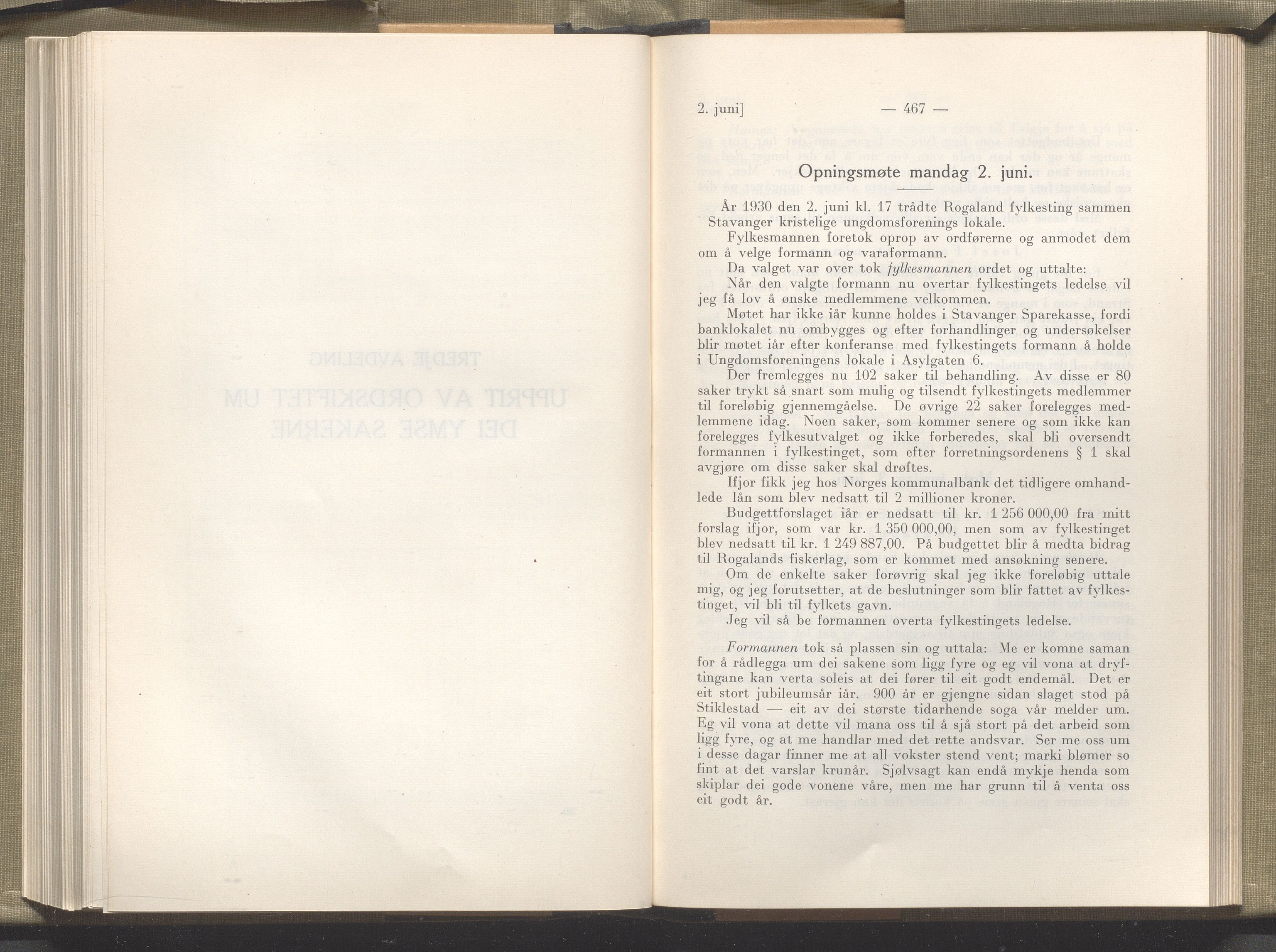 Rogaland fylkeskommune - Fylkesrådmannen , IKAR/A-900/A/Aa/Aaa/L0049: Møtebok , 1930, p. 466-467